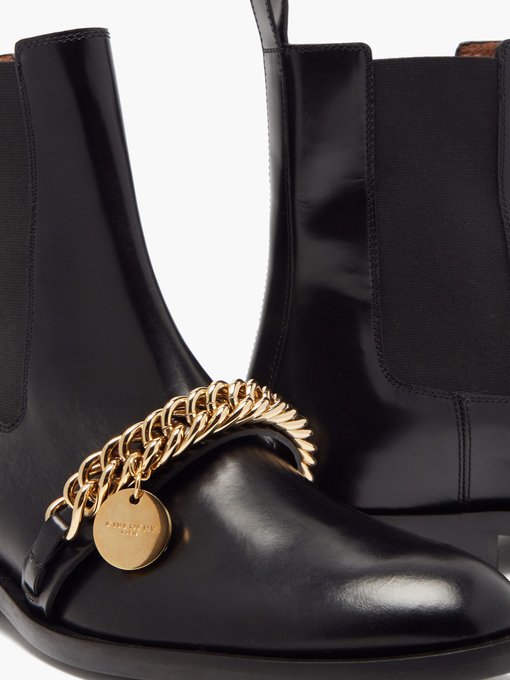 Chain-embellished leather Chelsea boots 