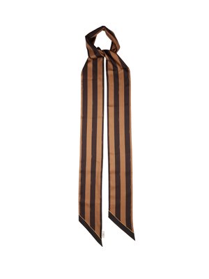 Striped logo-print silk-satin scarf 