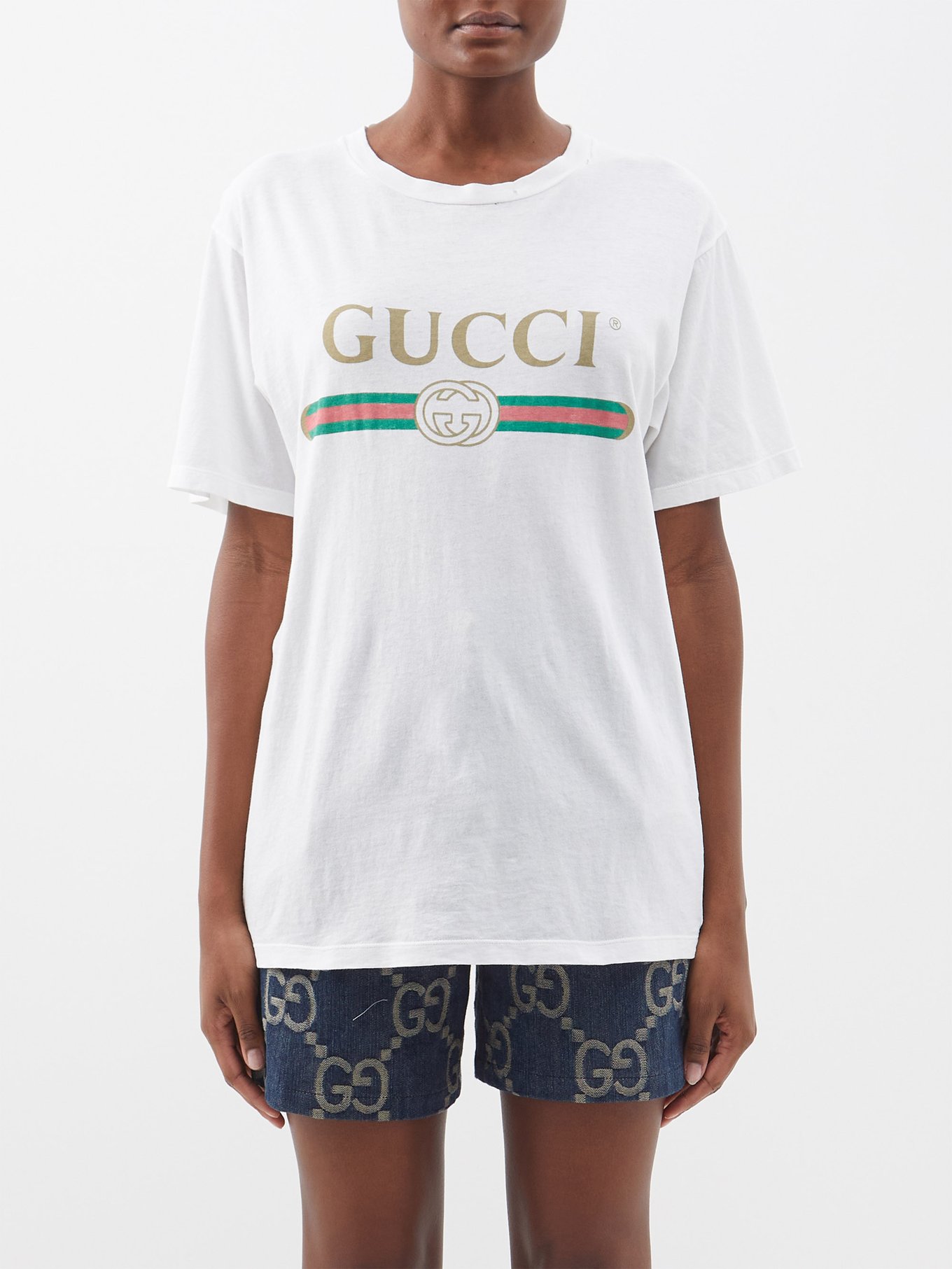 Gucci グッチ ヴィンテージロゴ コットンTシャツ ホワイト｜MATCHESFASHION（マッチズファッション)