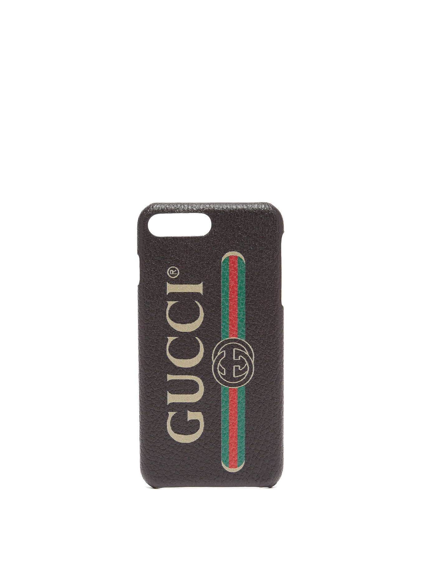 GUCCI】グッチ レザー ロゴプリント iPhone7/8ケース Black-