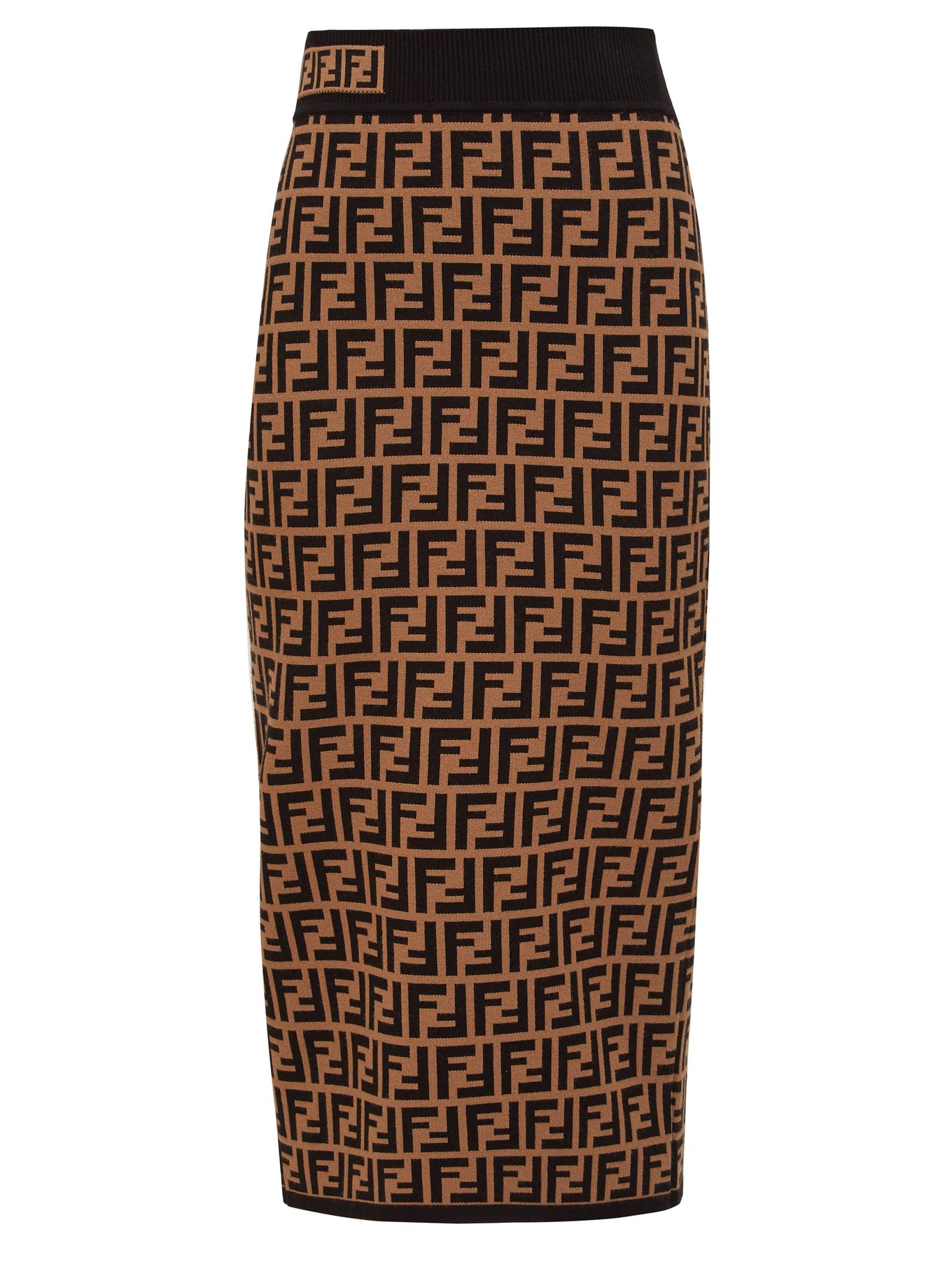 FF-jacquard high-rise knit pencil skirt 