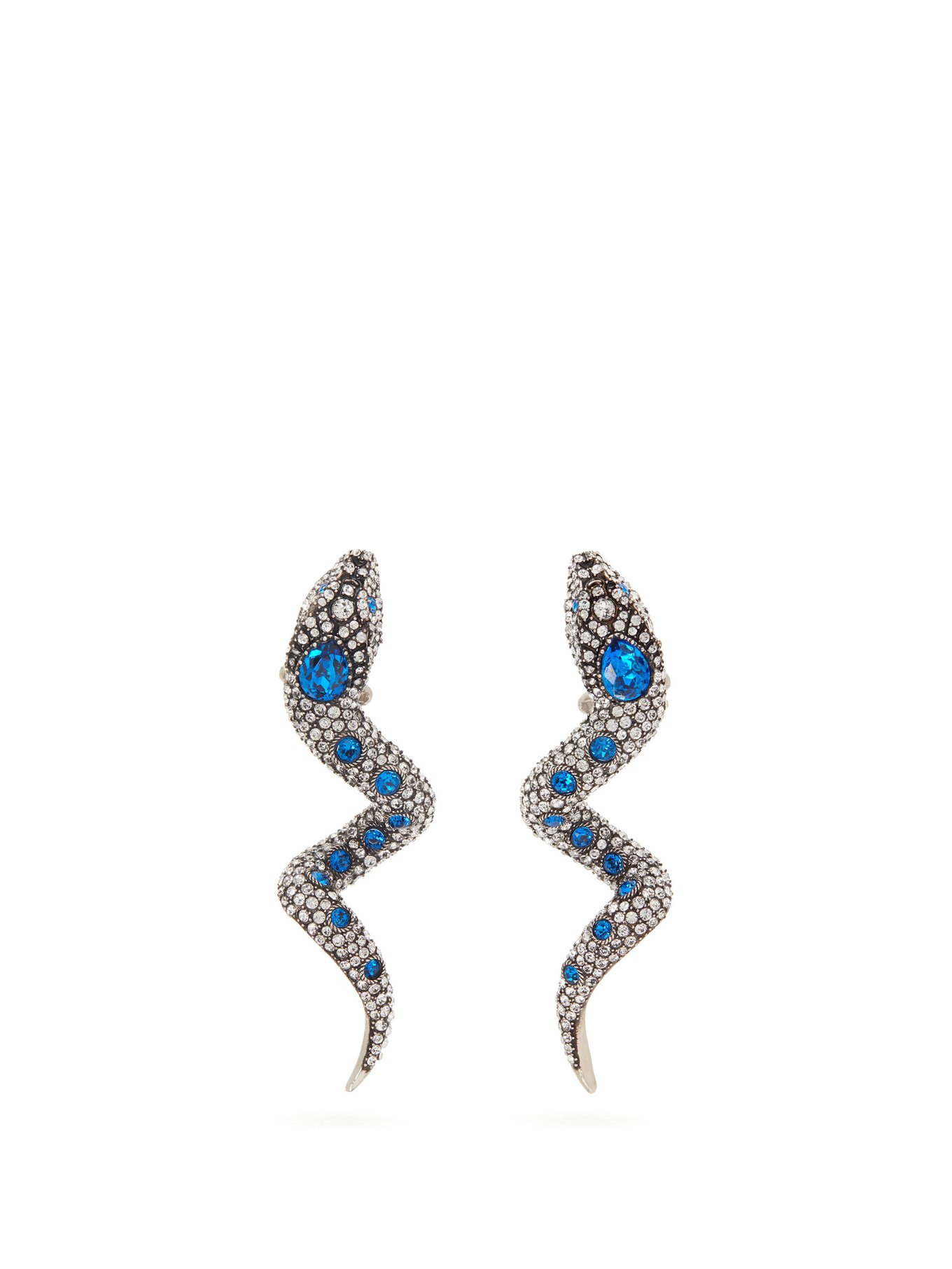 Blue Crystal-embellished snake clip 