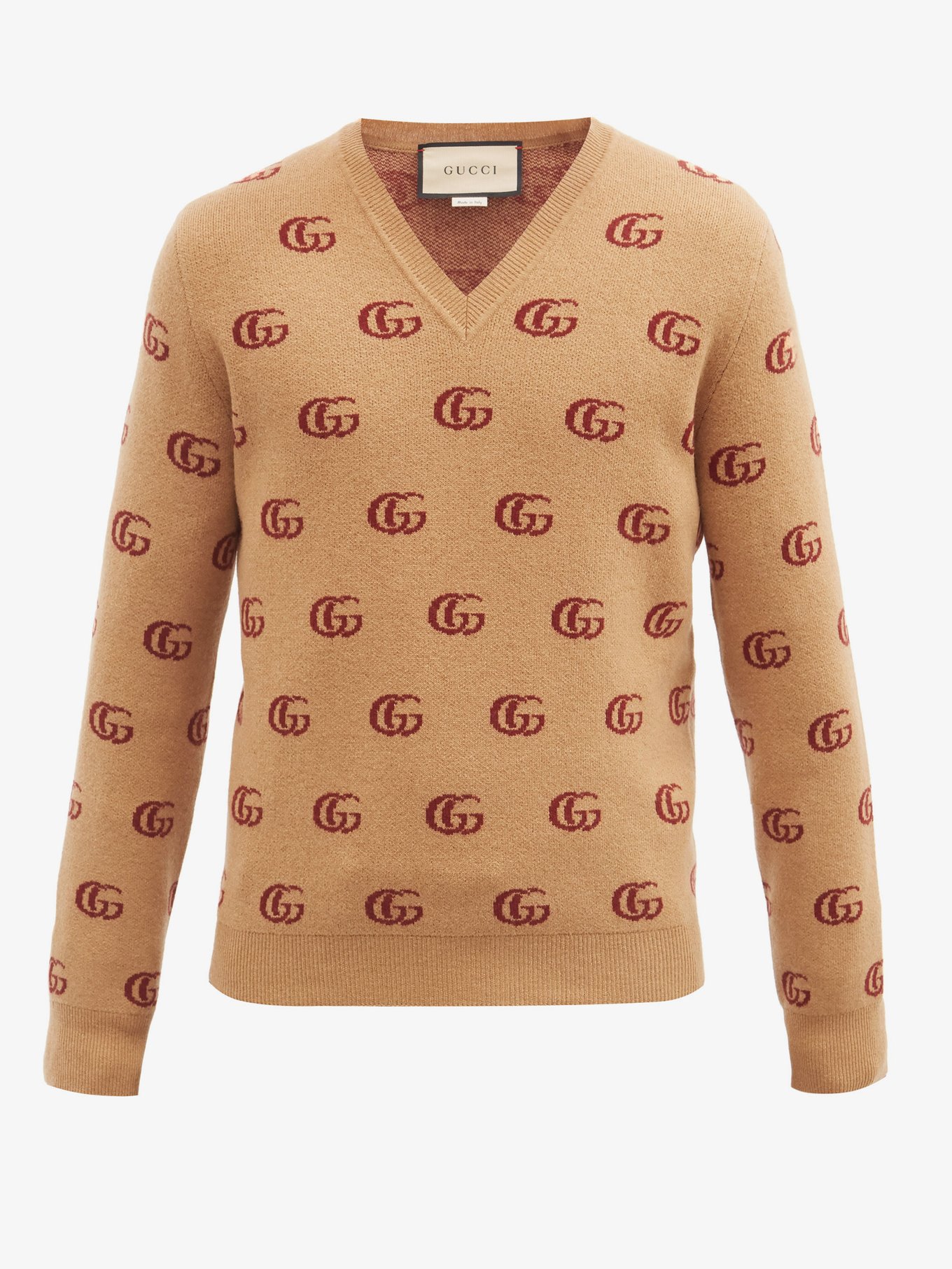 V-neck GG-jacquard wool sweater | Gucci