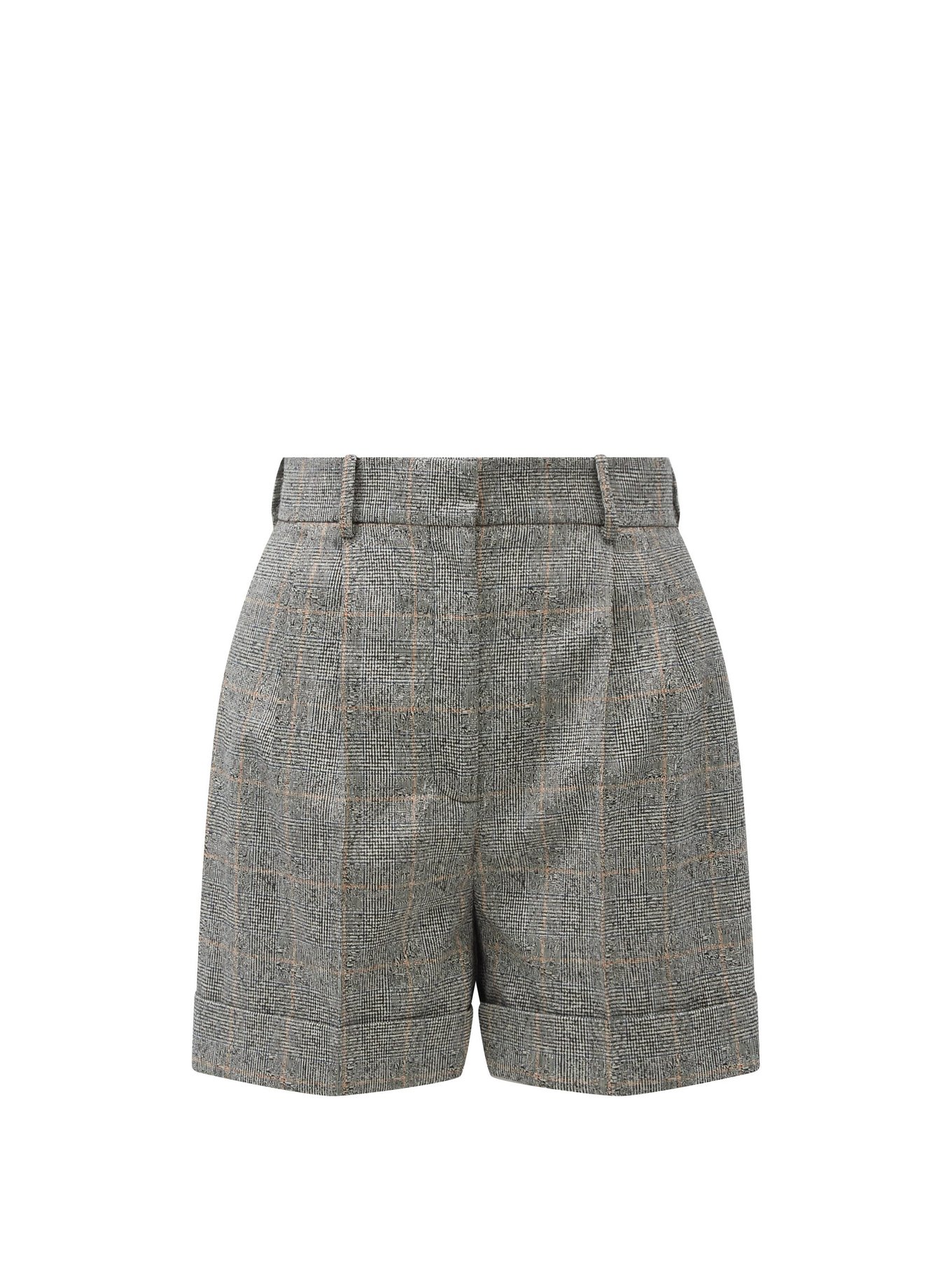 Pleated Prince of Wales-check wool-blend shorts | Alexander McQueen