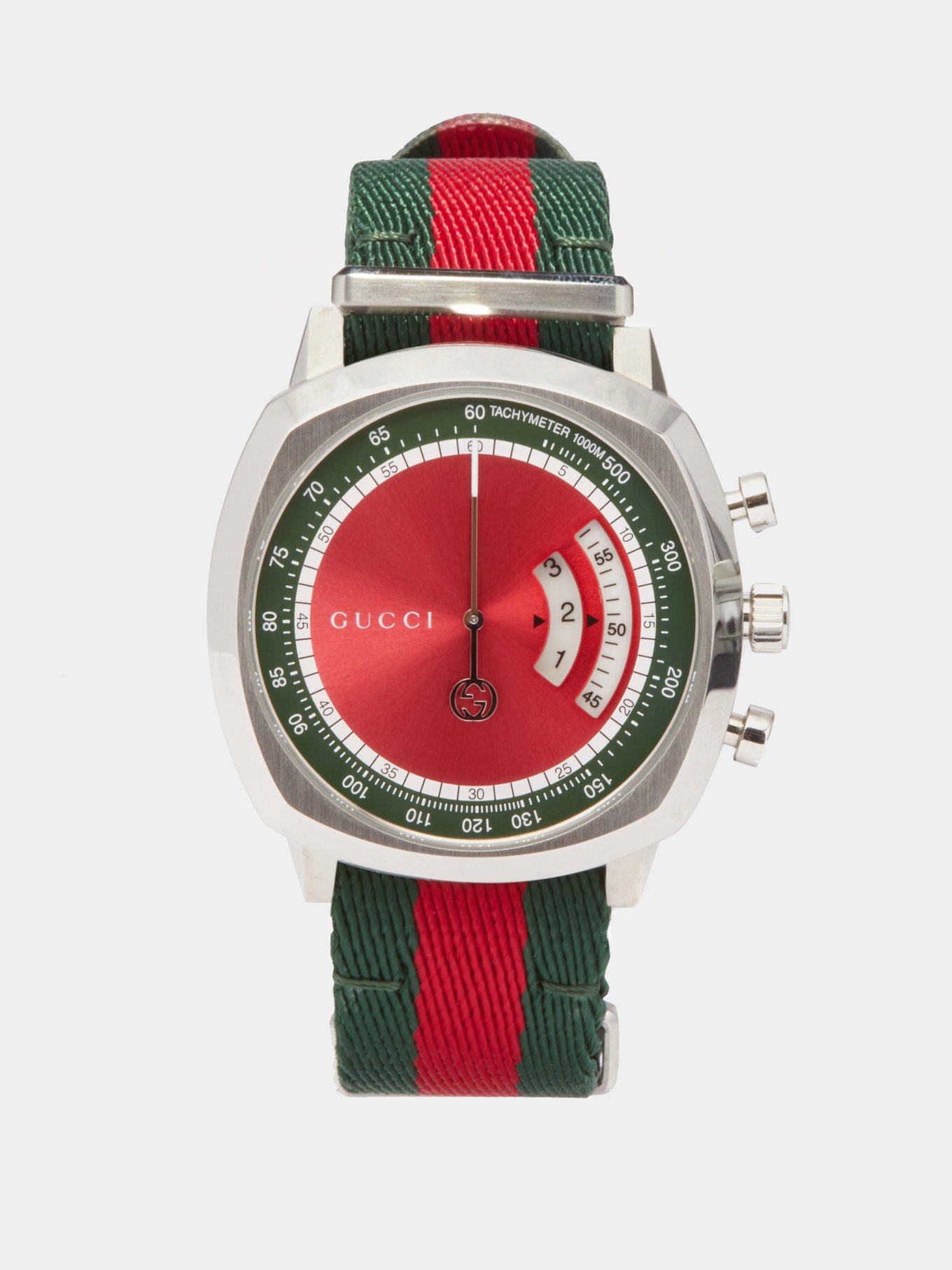 Meyella Hound Admin Green Grip Web-striped tachymeter watch | Gucci | MATCHESFASHION US