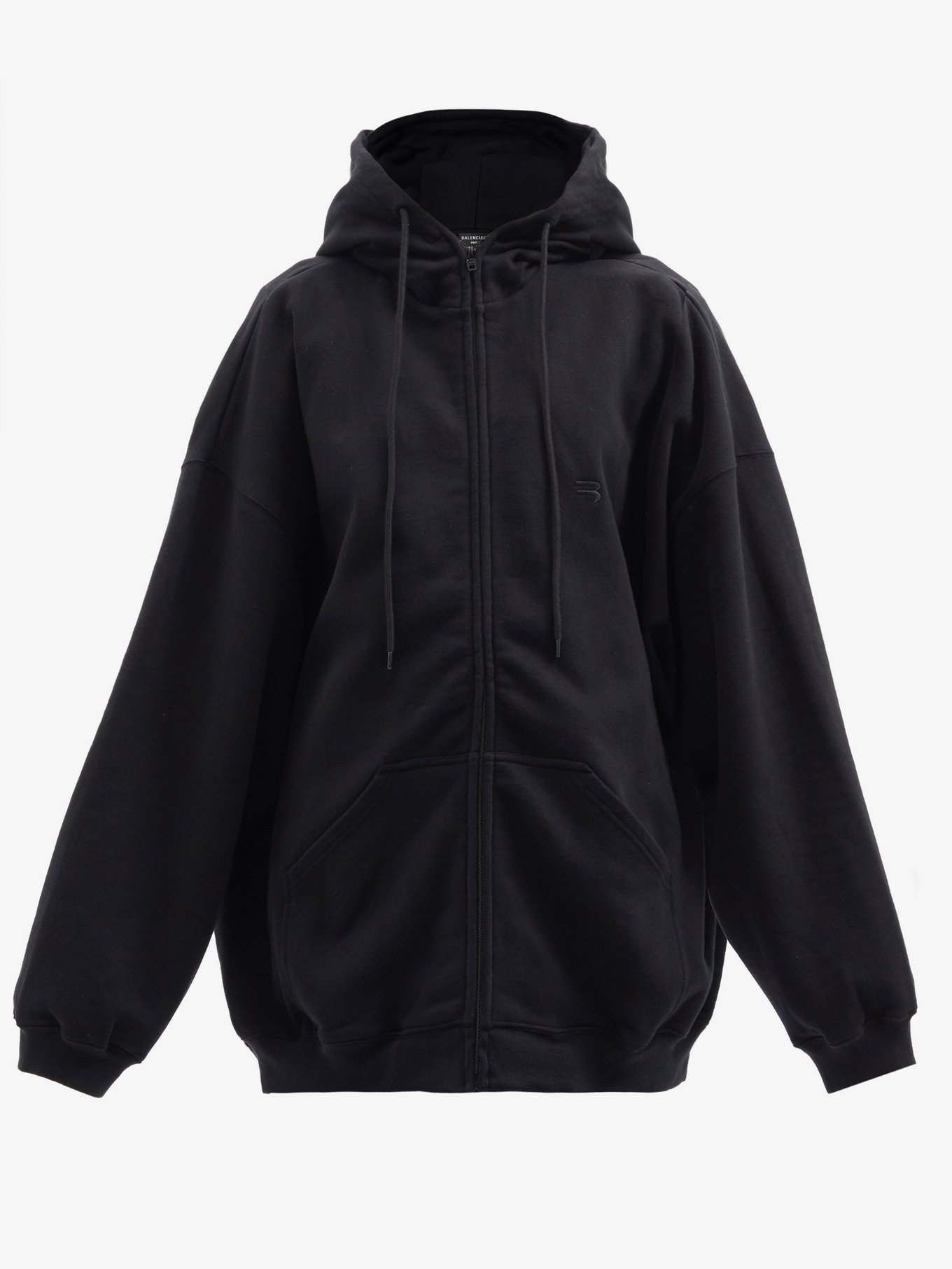 Logo-embroidered hooded zip-through sweatshirt | Balenciaga