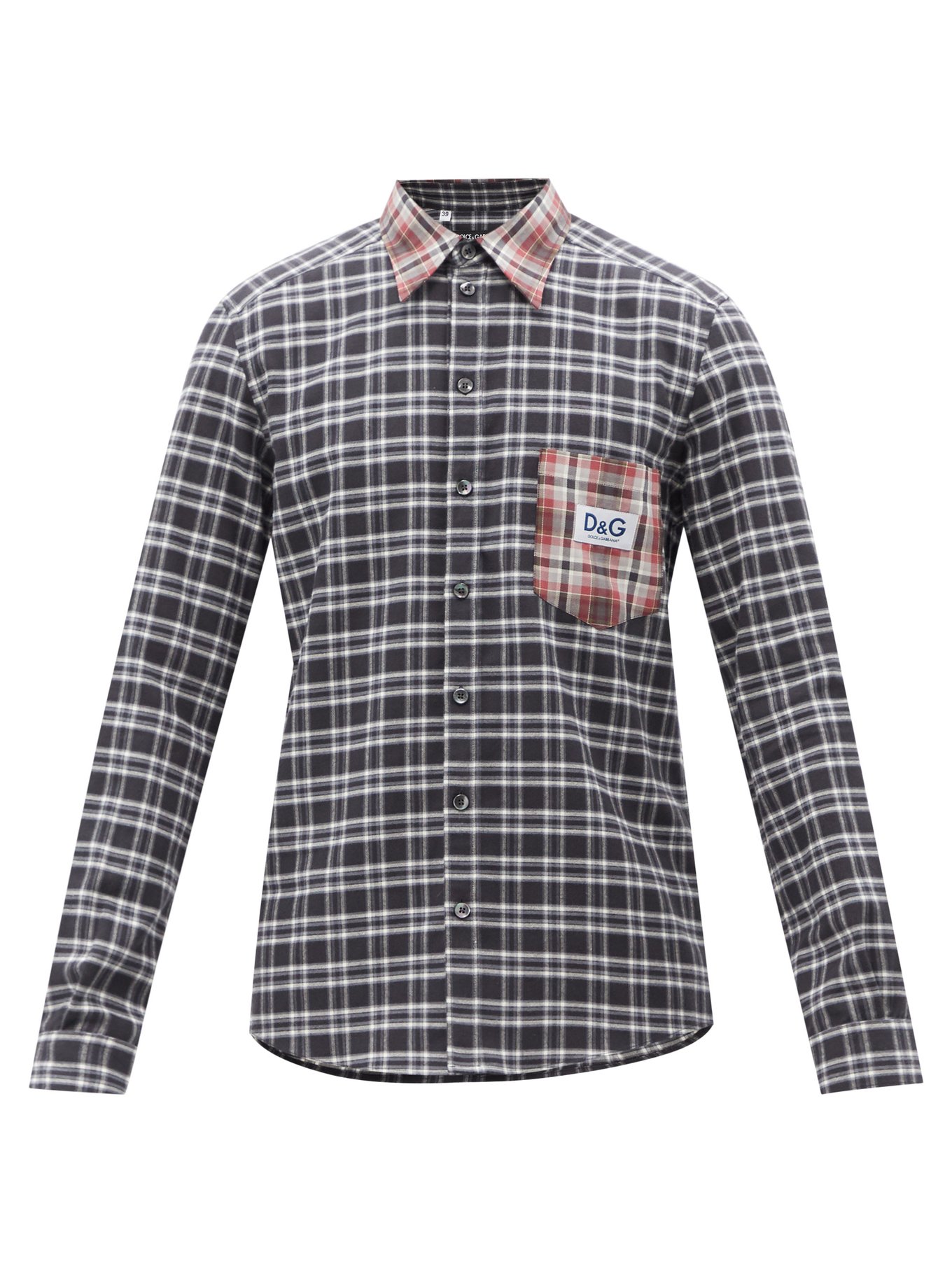 Flocked-logo check cotton-flannel shirt | Dolce & Gabbana