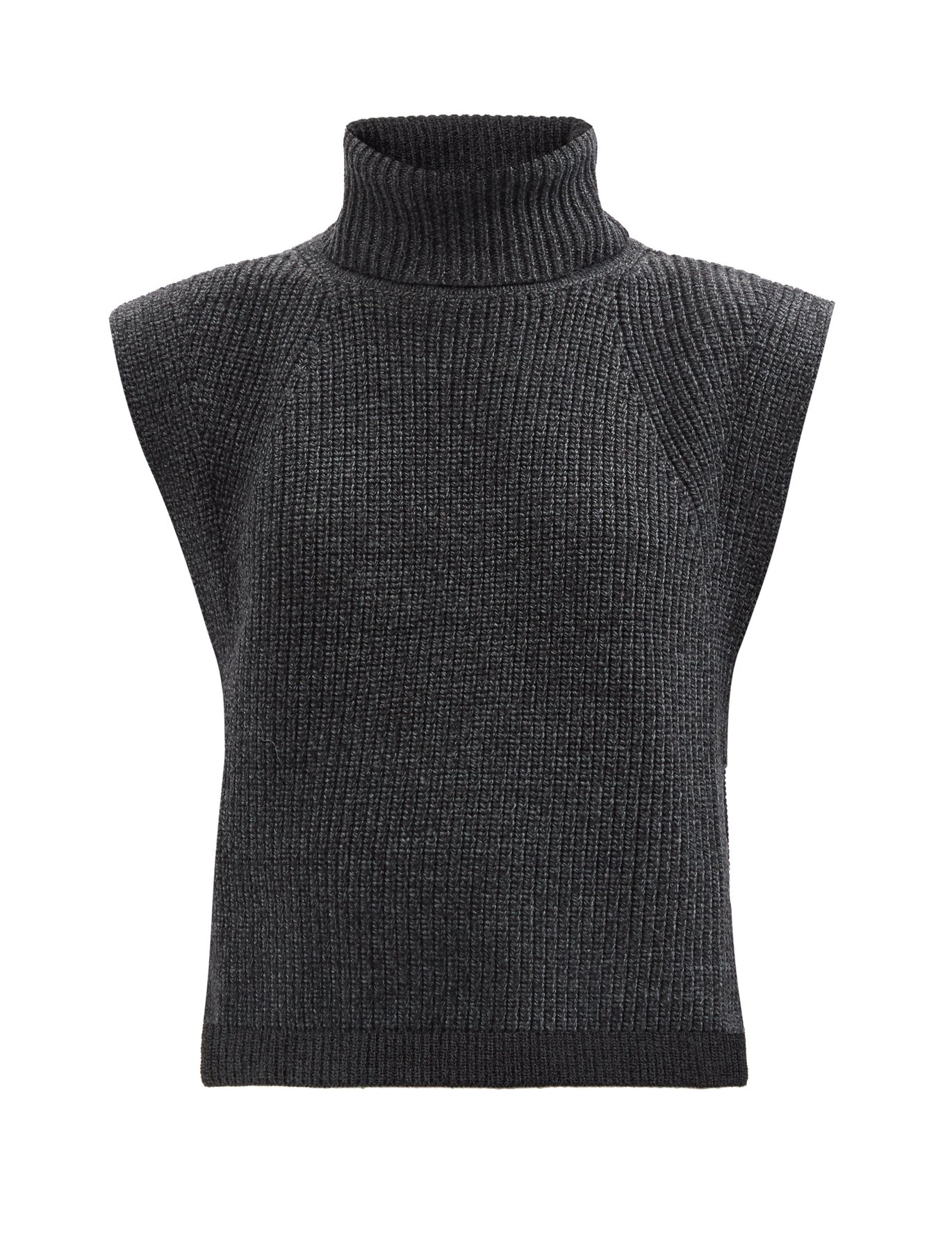 Grey Megan roll-neck merino-wool sweater vest | Isabel Étoile | US