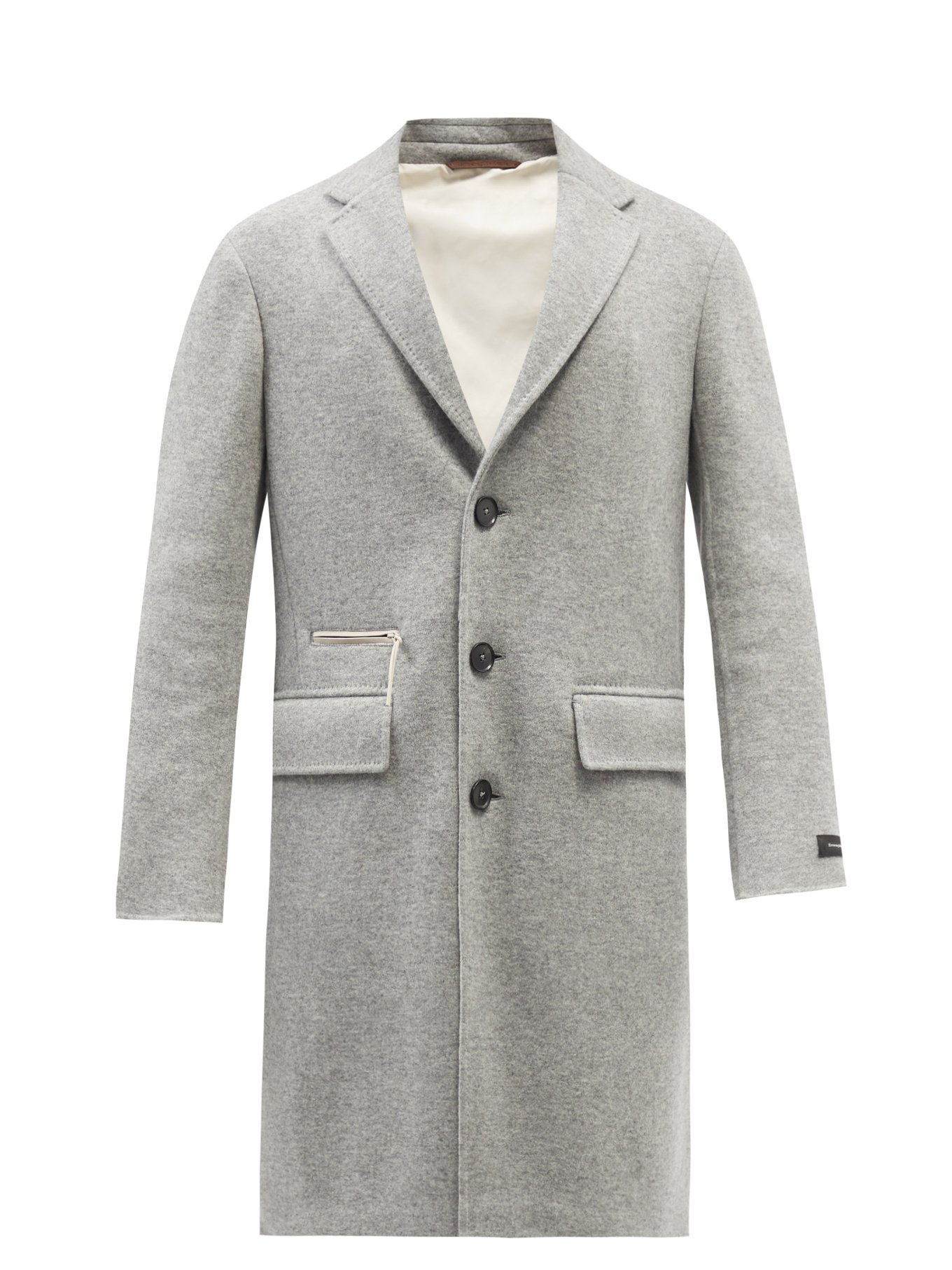 Single-breasted concealed-hood cashmere-blend coat | ZEGNA