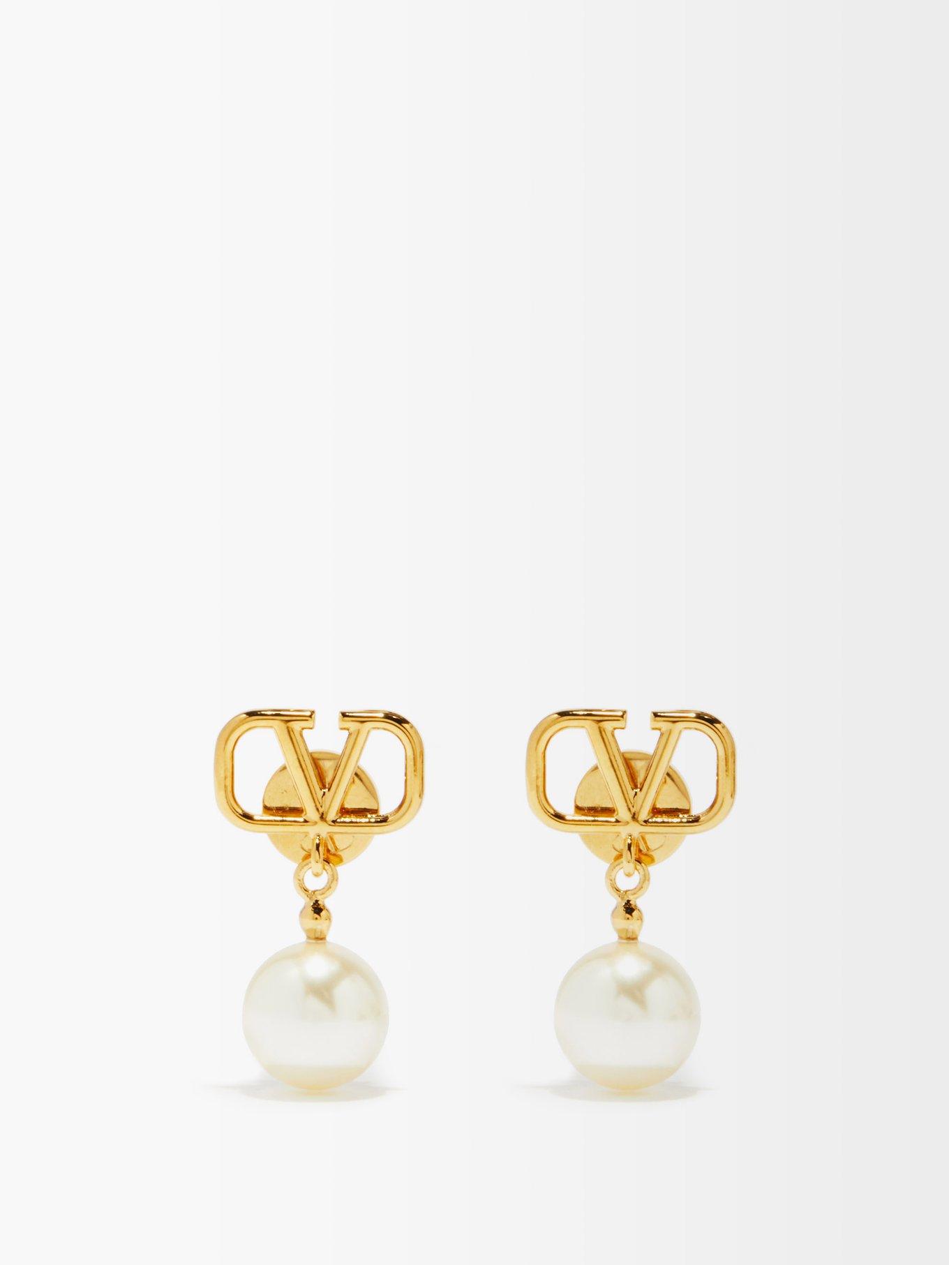 V-logo pearl-drop earrings | Valentino