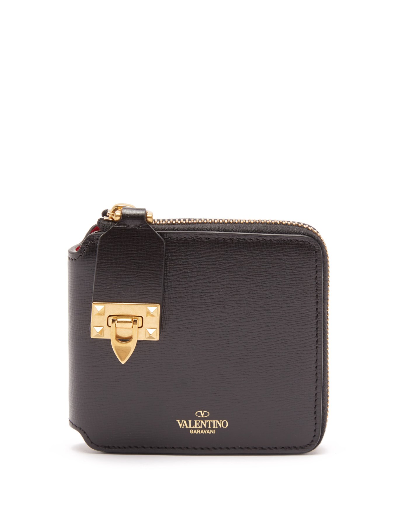 Rockstud ziparound grained-leather wallet | Valentino