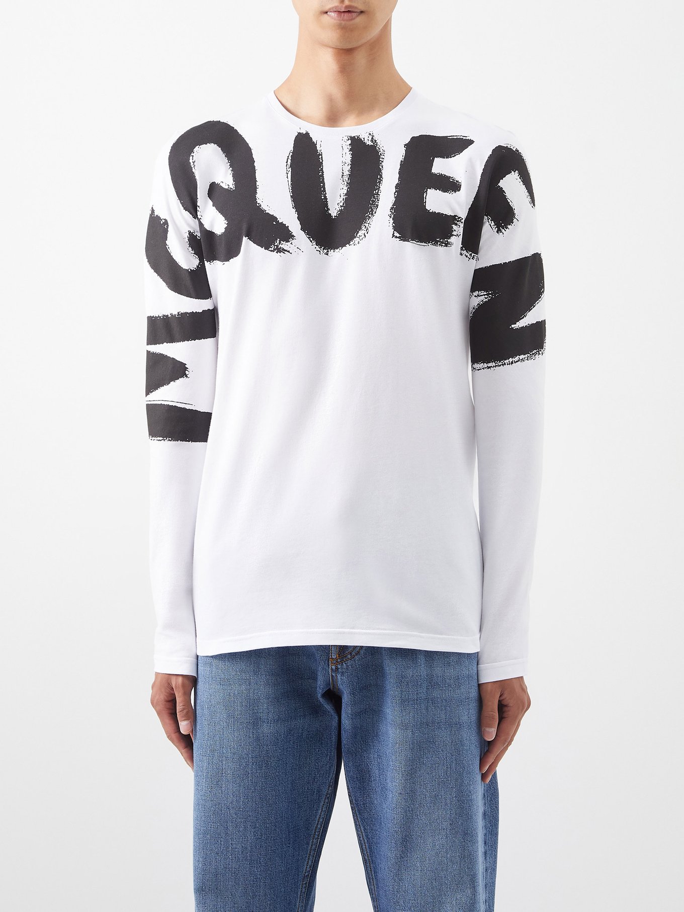 Graffiti-logo cotton-jersey long-sleeved T-shirt | Alexander McQueen