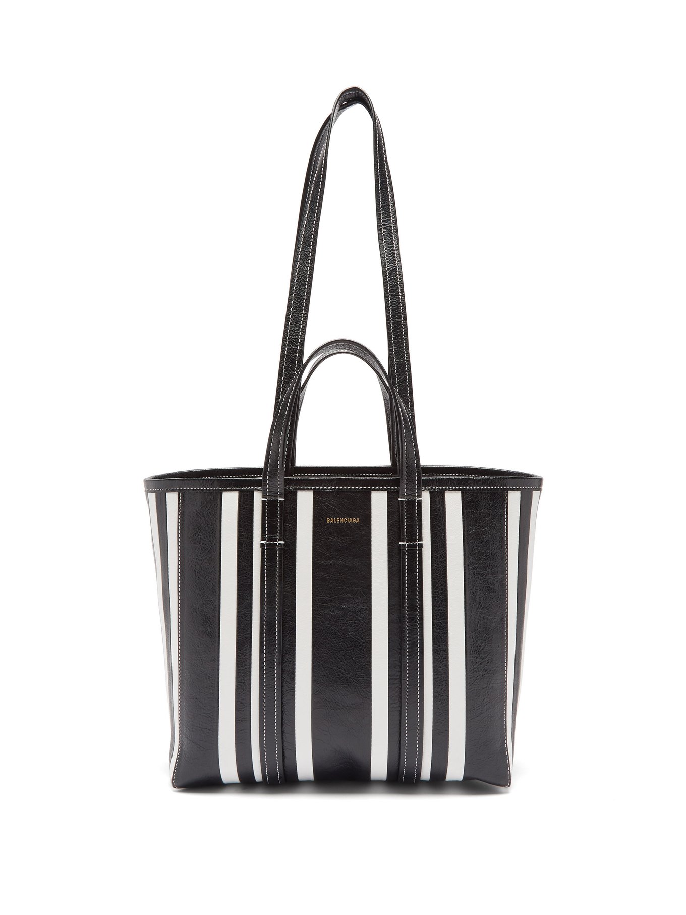 Barbes medium striped-leather tote bag | Balenciaga