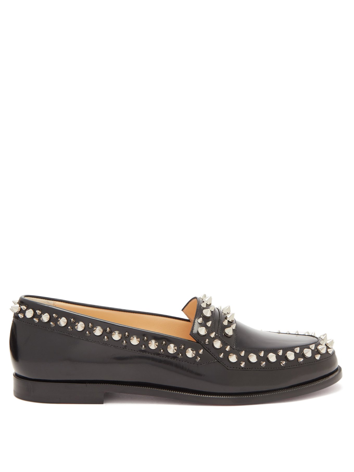 Black Mattia spike-embellished leather loafers | Christian Louboutin 