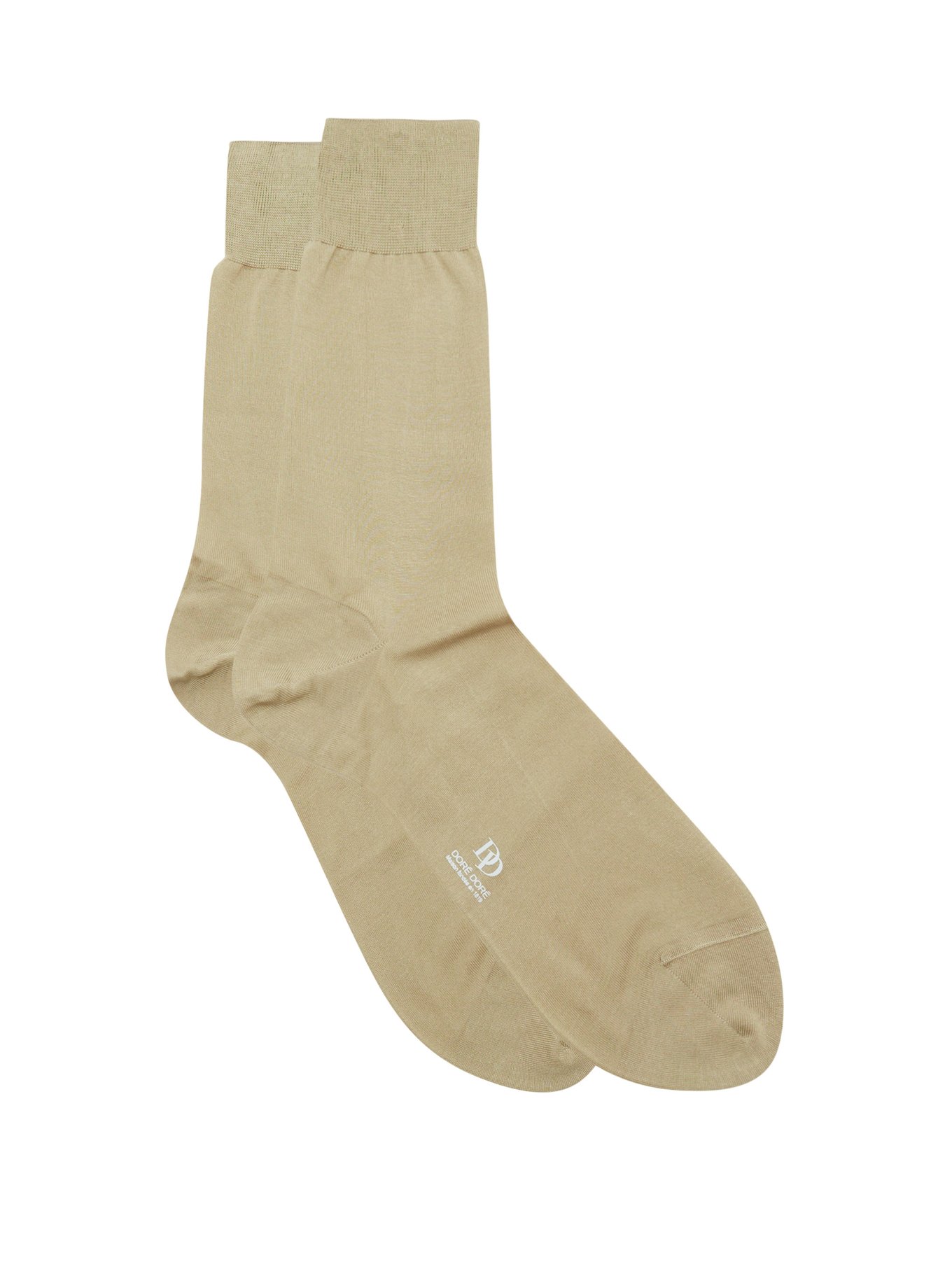 Smooth Cotton Lisle Mid-Calf Socks 