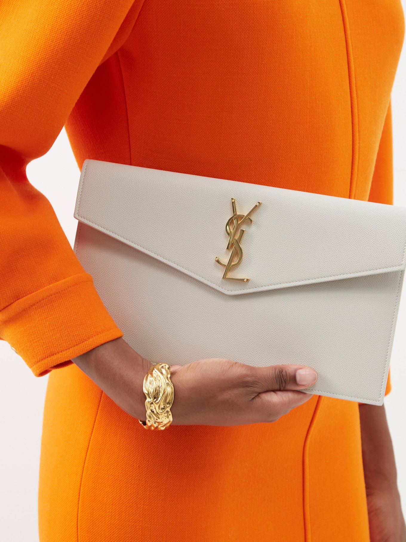 white ysl clutch