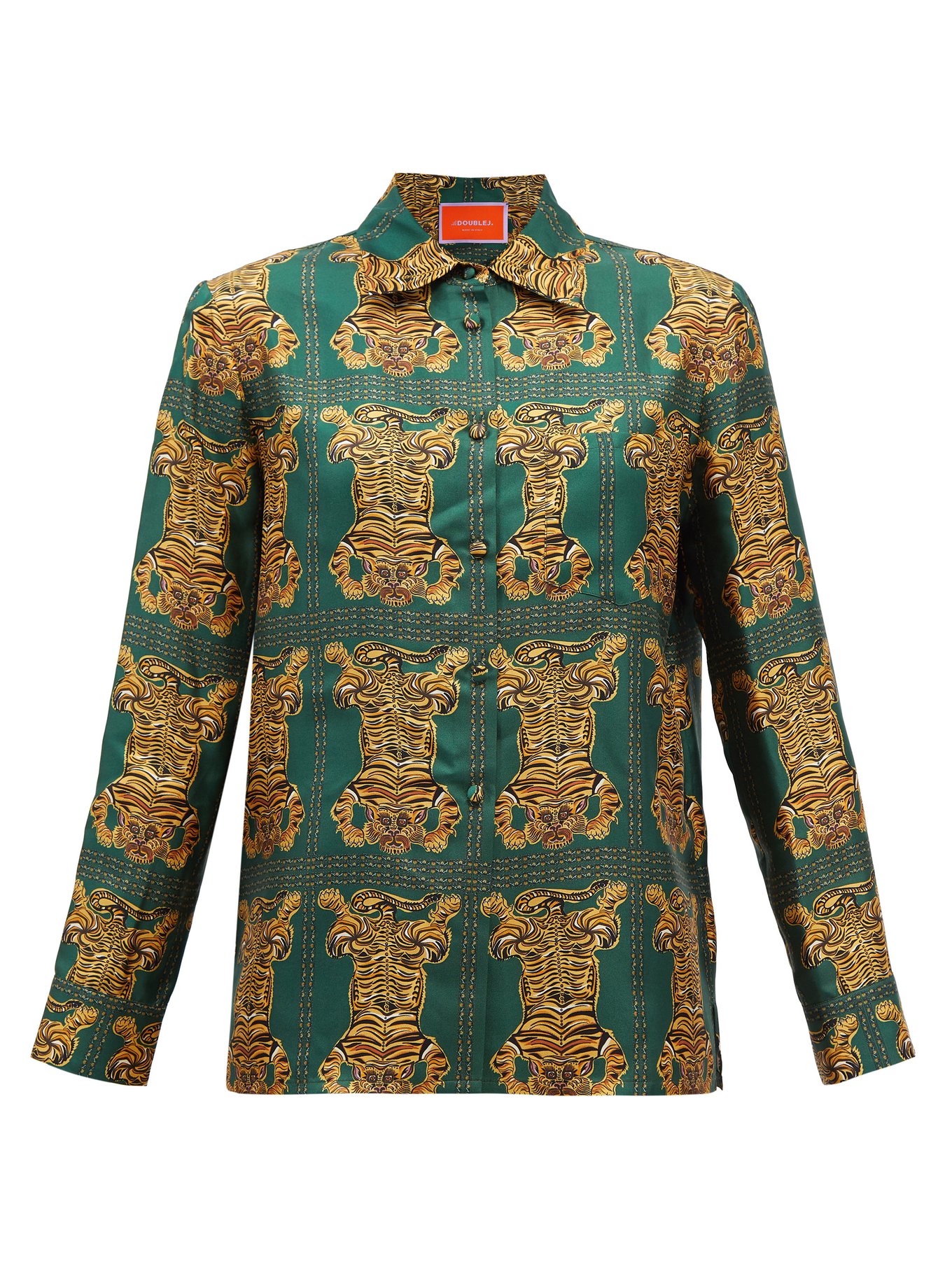 Boy tiger-print silk-twill shirt | La DoubleJ