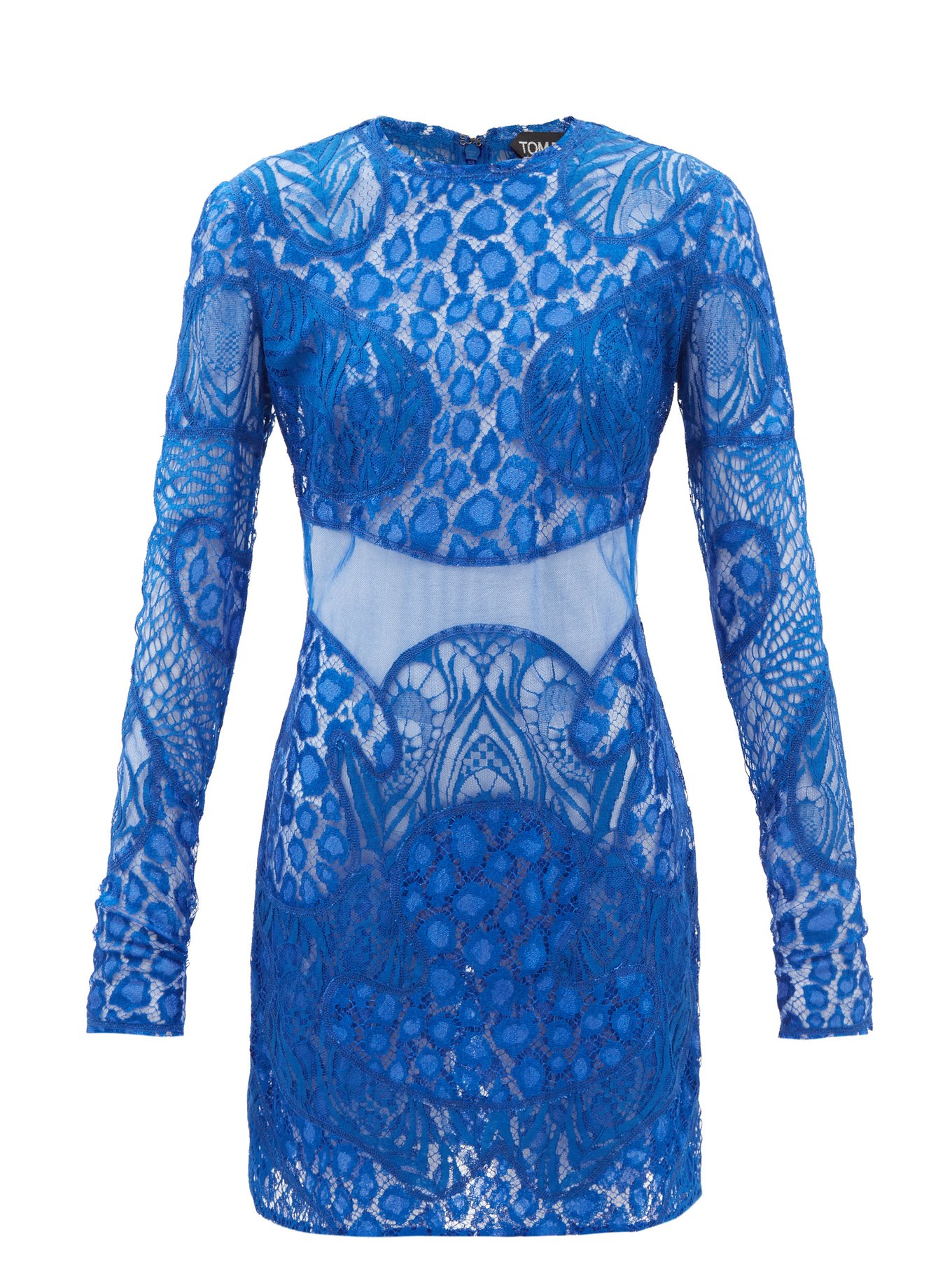 Leopard Chantilly-lace mini dress Blue Tom Ford | MATCHESFASHION FR