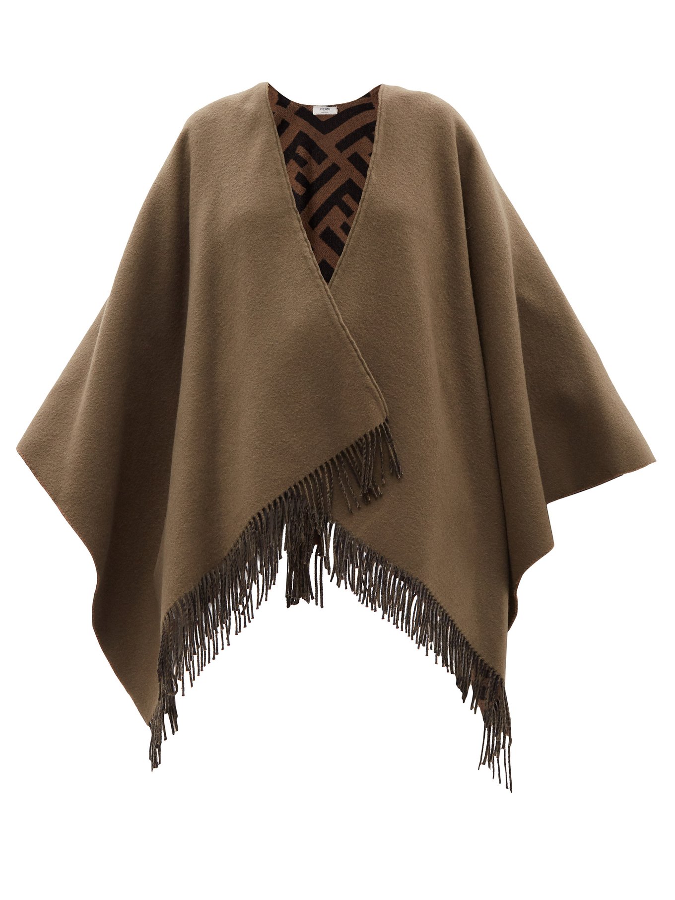 FF logo reversible wool-cashmere blend poncho | Fendi