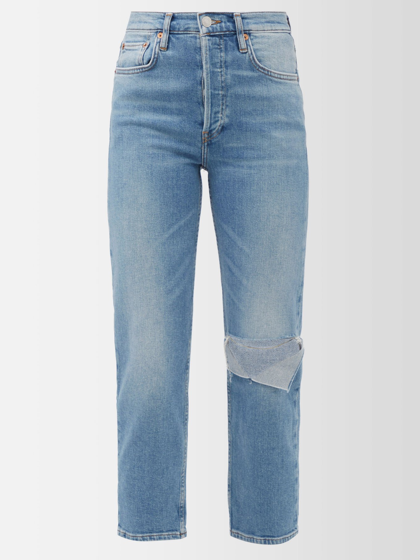 Jean droit effet vieilli 70s Stove Pipe Jean RE/DONE en coloris Blanc Femme Jeans Jeans RE/DONE 