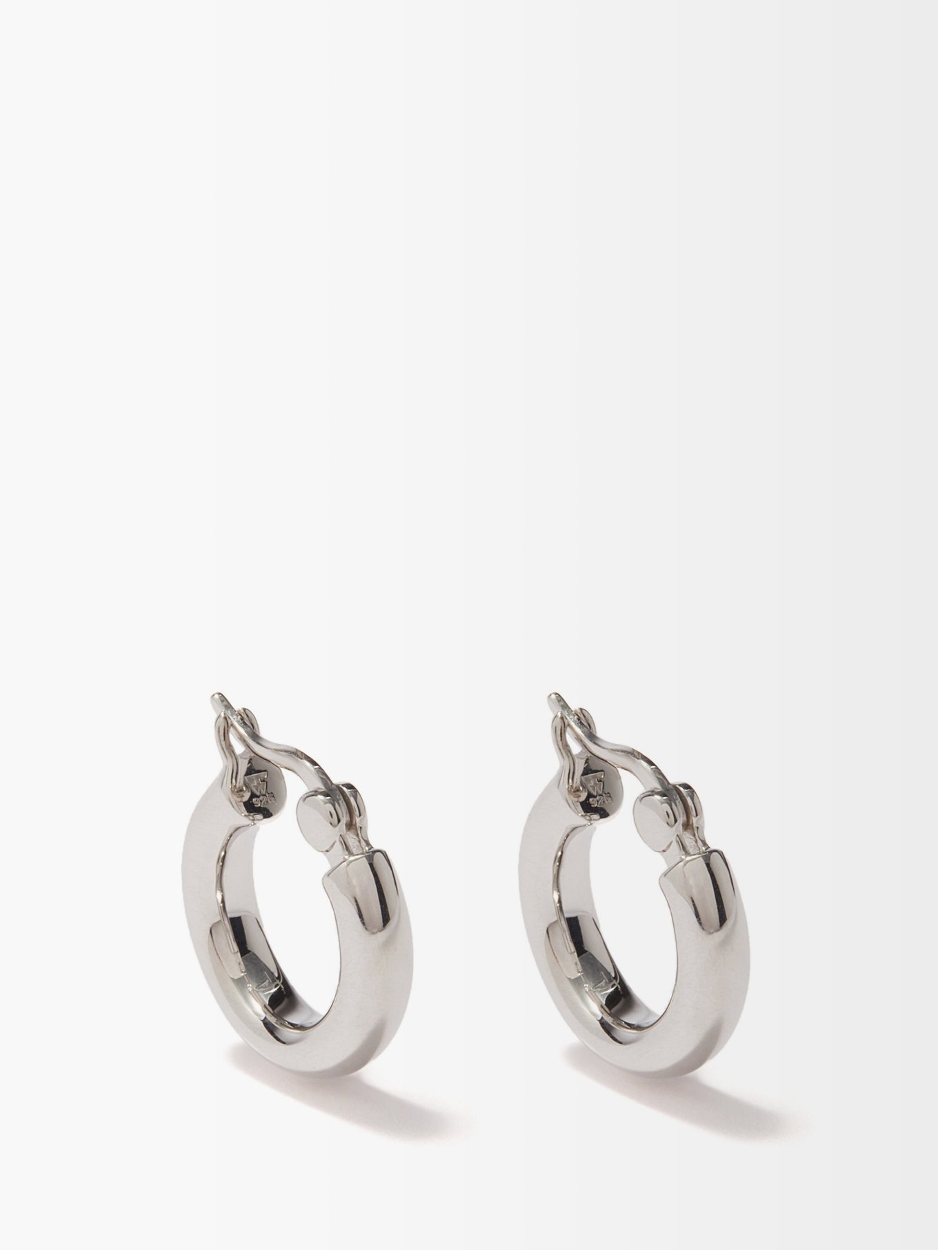 Red Classic small thick sterling silver hoop earrings | Tom Wood