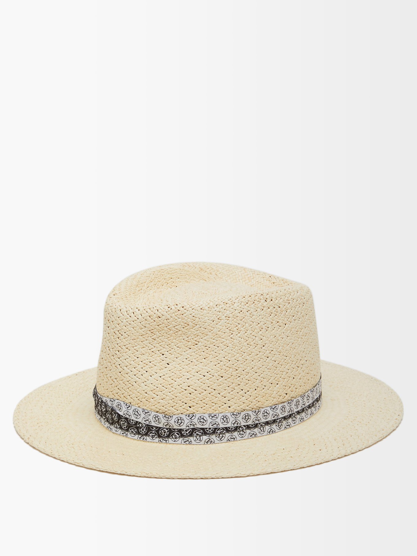 Womens MATCHESFASHION Women Accessories Headwear Hats Natural Andre Monogram-ribbon Woven Panama Hat 