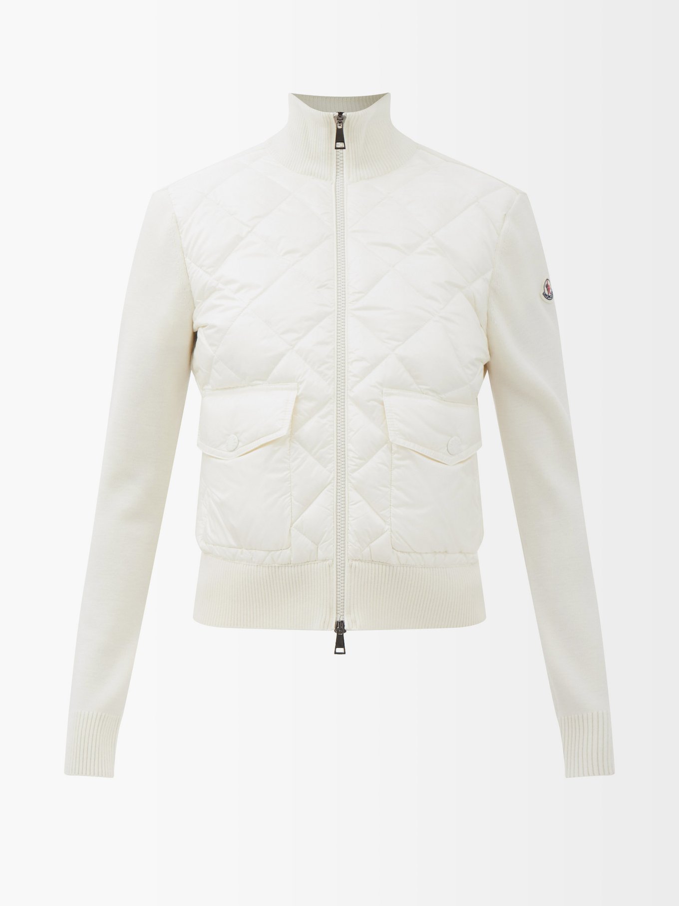 Womens High-neck Quilted Shell And Wool Jacket MATCHESFASHION Women Clothing Tops High Necks White 