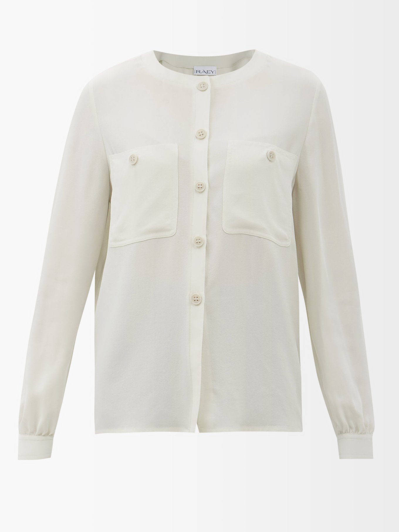 Collarless silk-crepe button-up blouse | Raey