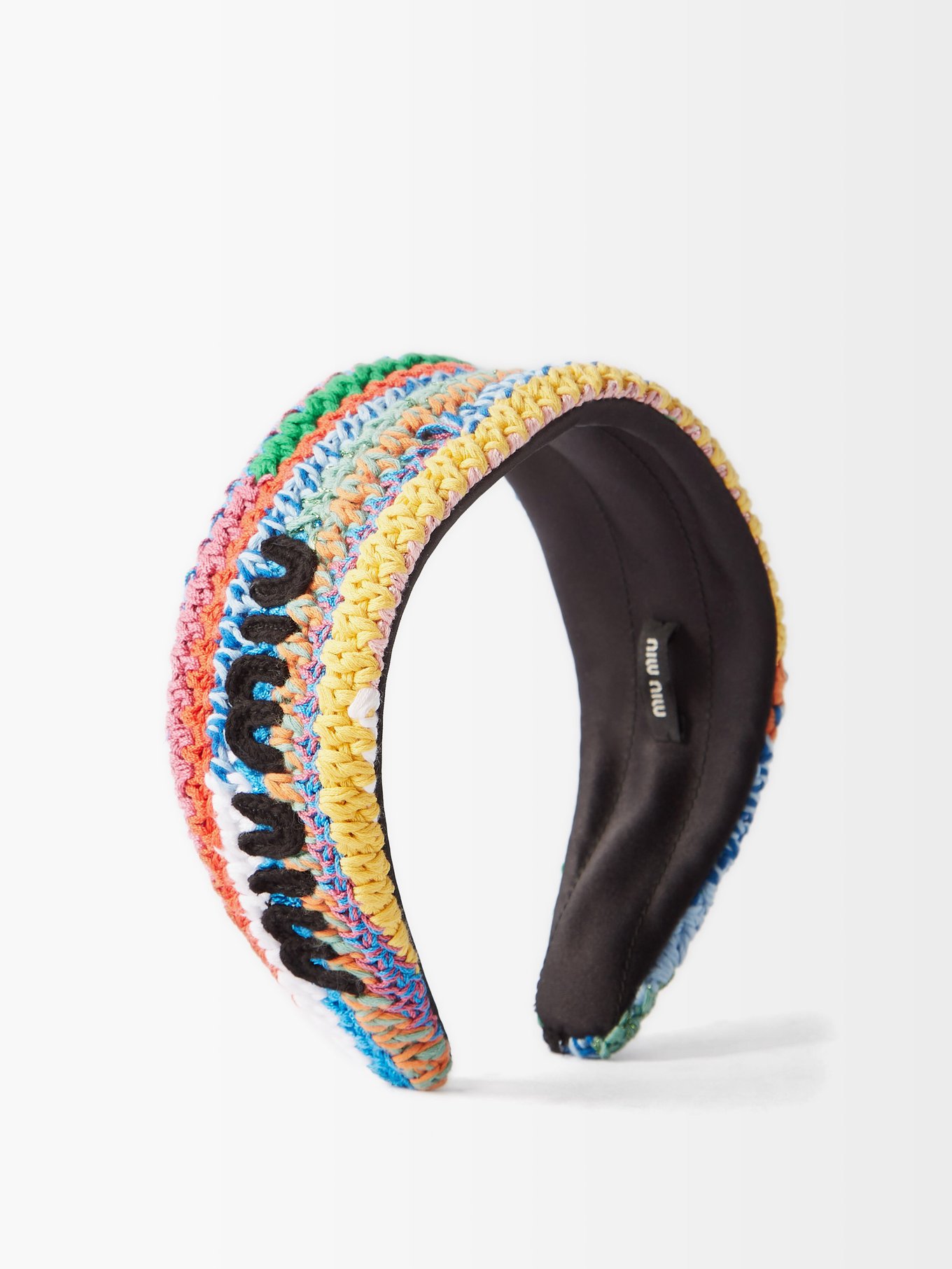 Logo-embroidered crochet headband | Miu Miu