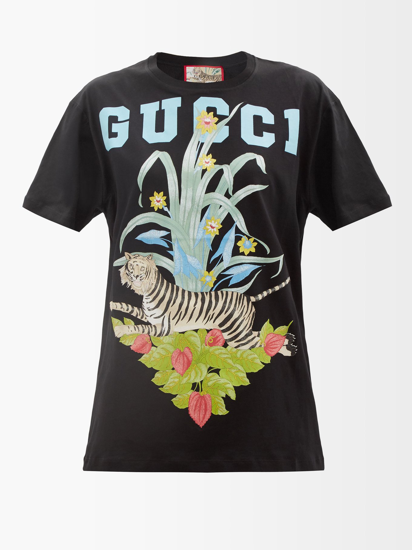 Black Tiger-print cotton-jersey T-shirt | Gucci | MATCHESFASHION US