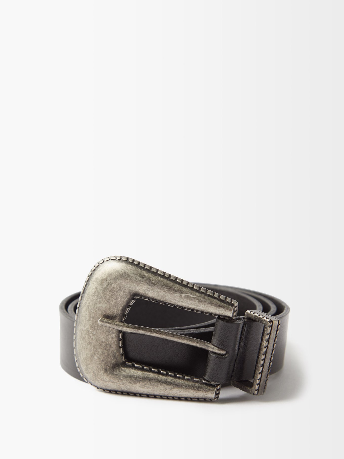Mens MATCHESFASHION Men Accessories Belts Antiqued-buckle Leather Belt Black 