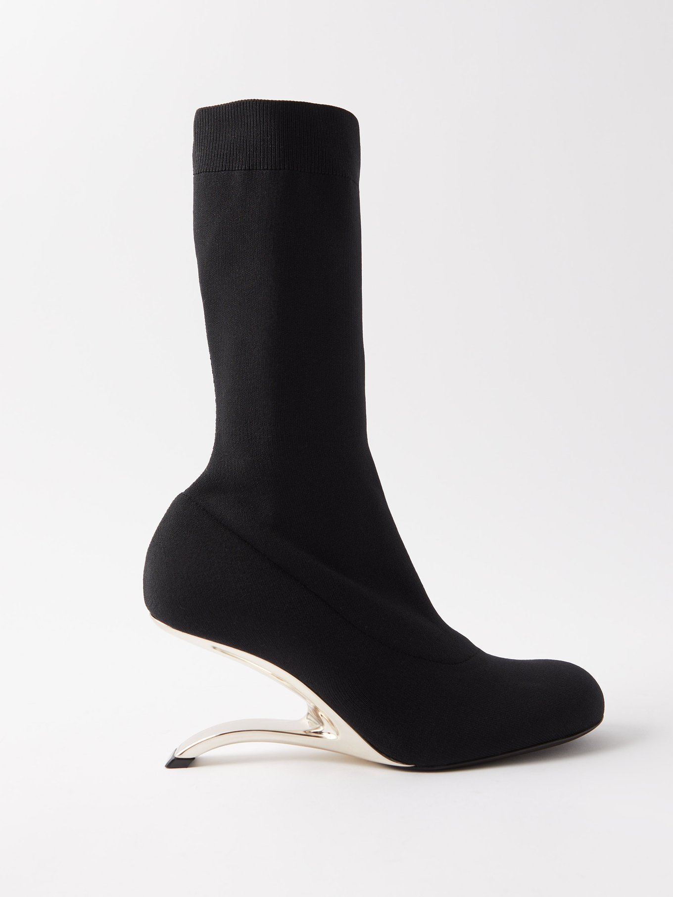 Femme Chaussures Bottes Bottes à talons Bottes en jersey à talon sculptural Alexander McQueen en coloris Noir 