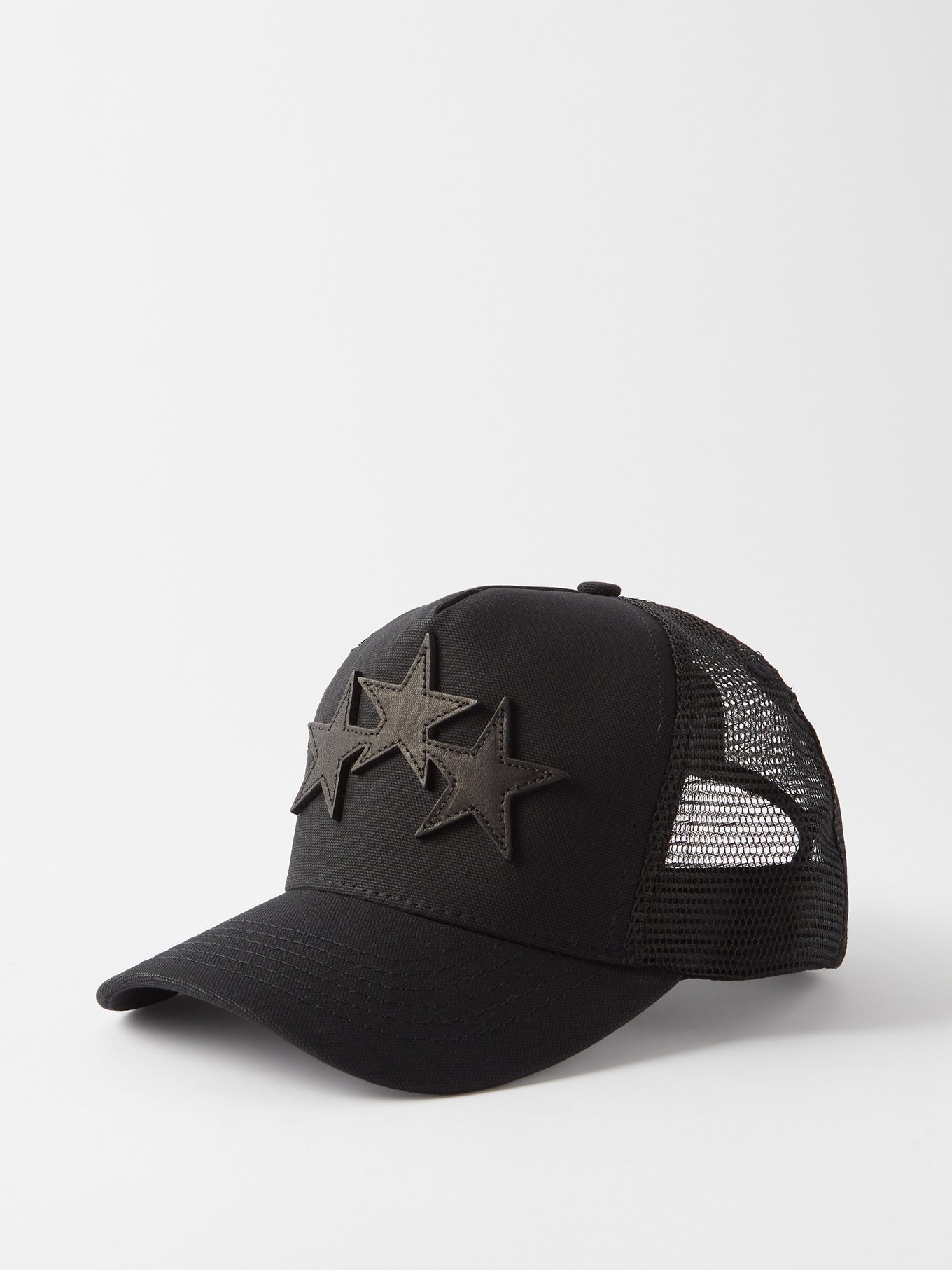 Black Multi Three Star-logo Cotton-canvas Trucker Cap MATCHESFASHION Men Accessories Headwear Caps Mens 
