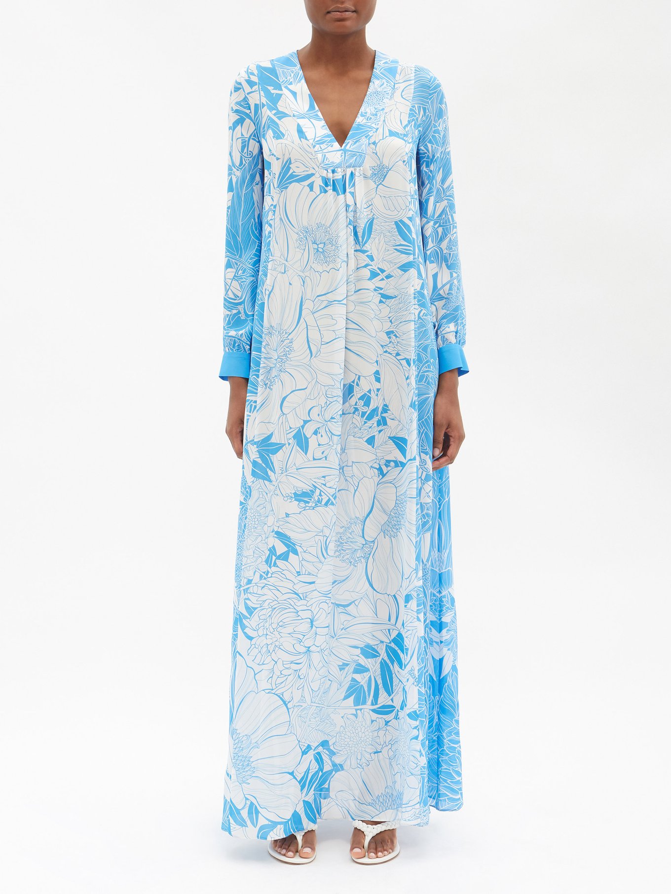 жажда Вземете листа руша културни ценности Blue Toulon floral-print silk maxi dress | Mary Katrantzou | MATCHESFASHION  US