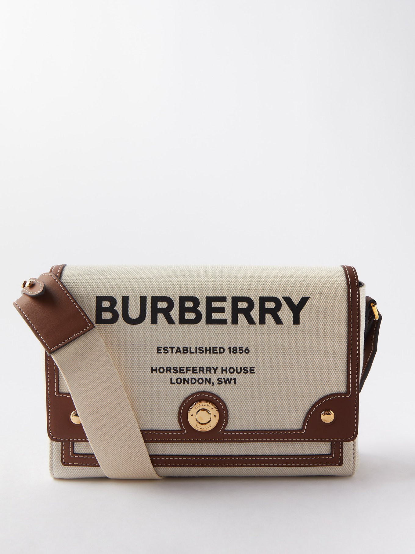 Note medium canvas and leather shoulder bag | Burberry