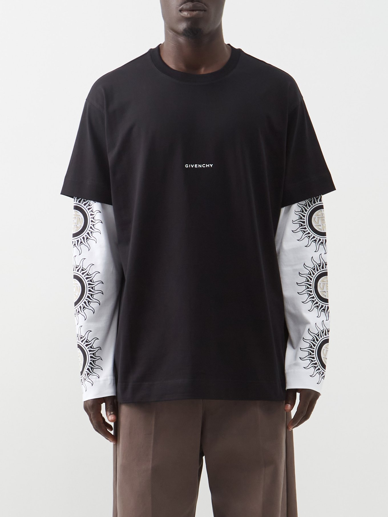 Oversized layered jersey long-sleeved T-shirt | Givenchy