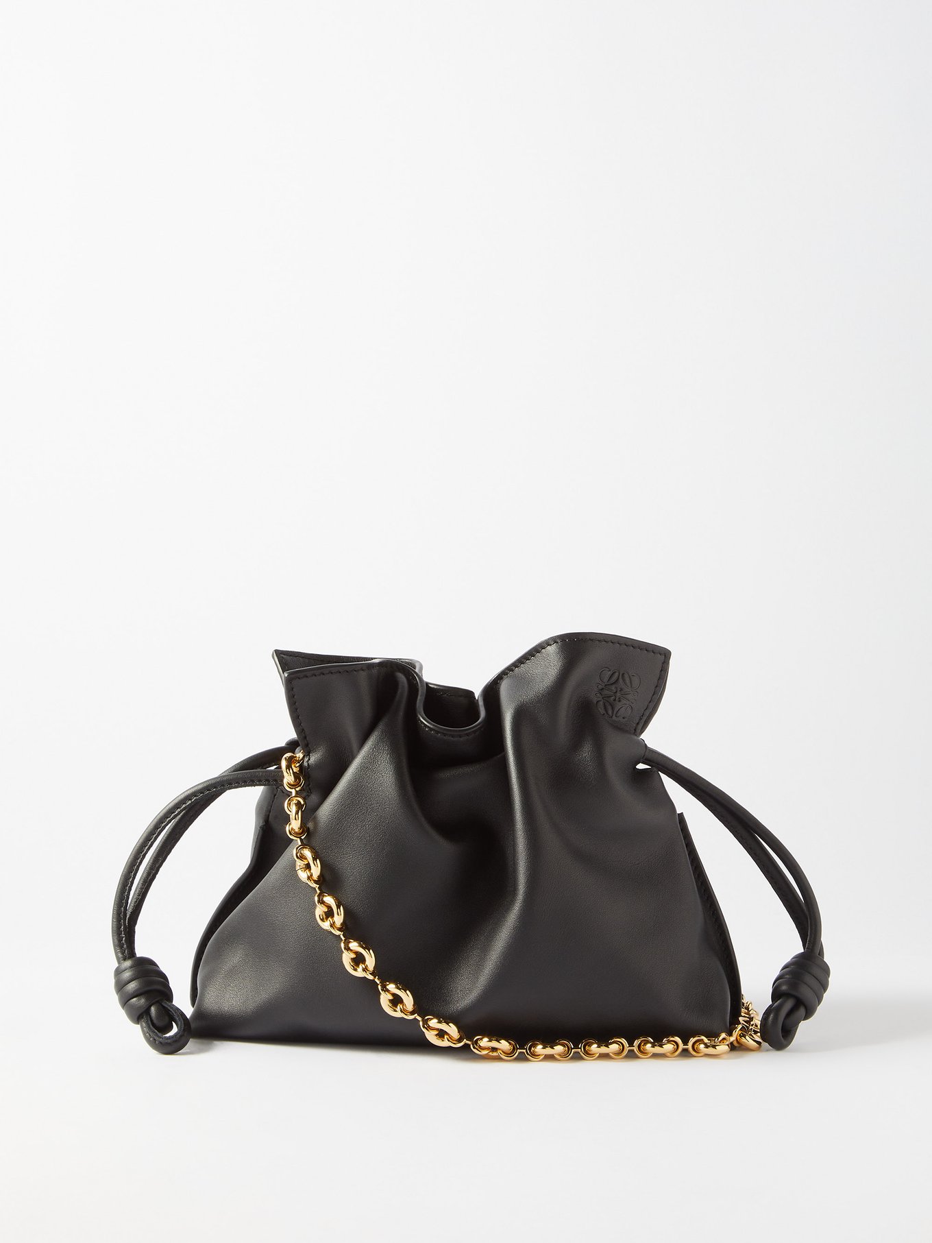 Black Flamenco mini chain-strap leather shoulder bag | LOEWE 