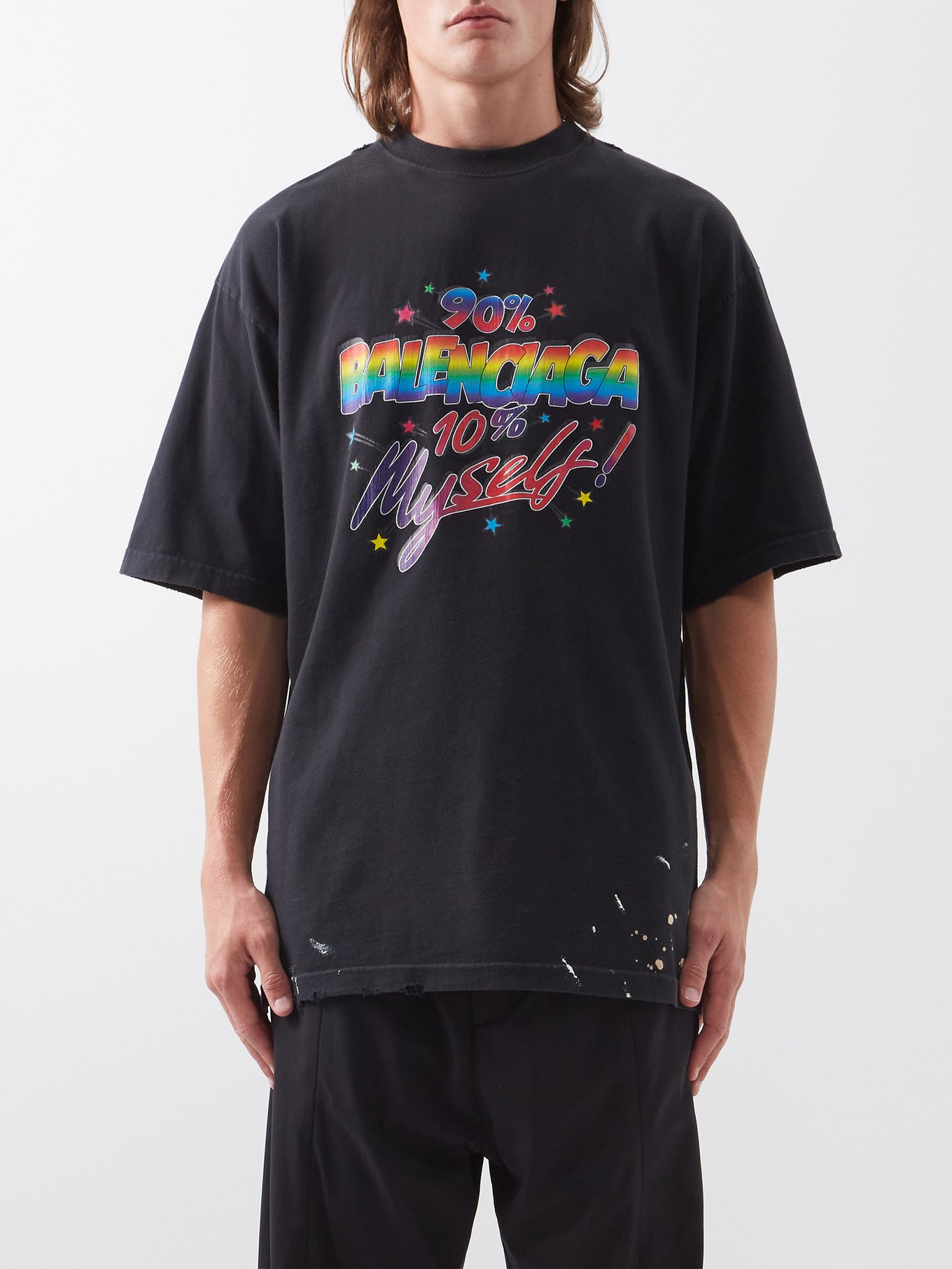 90/10-print cotton-jersey T-shirt | Balenciaga