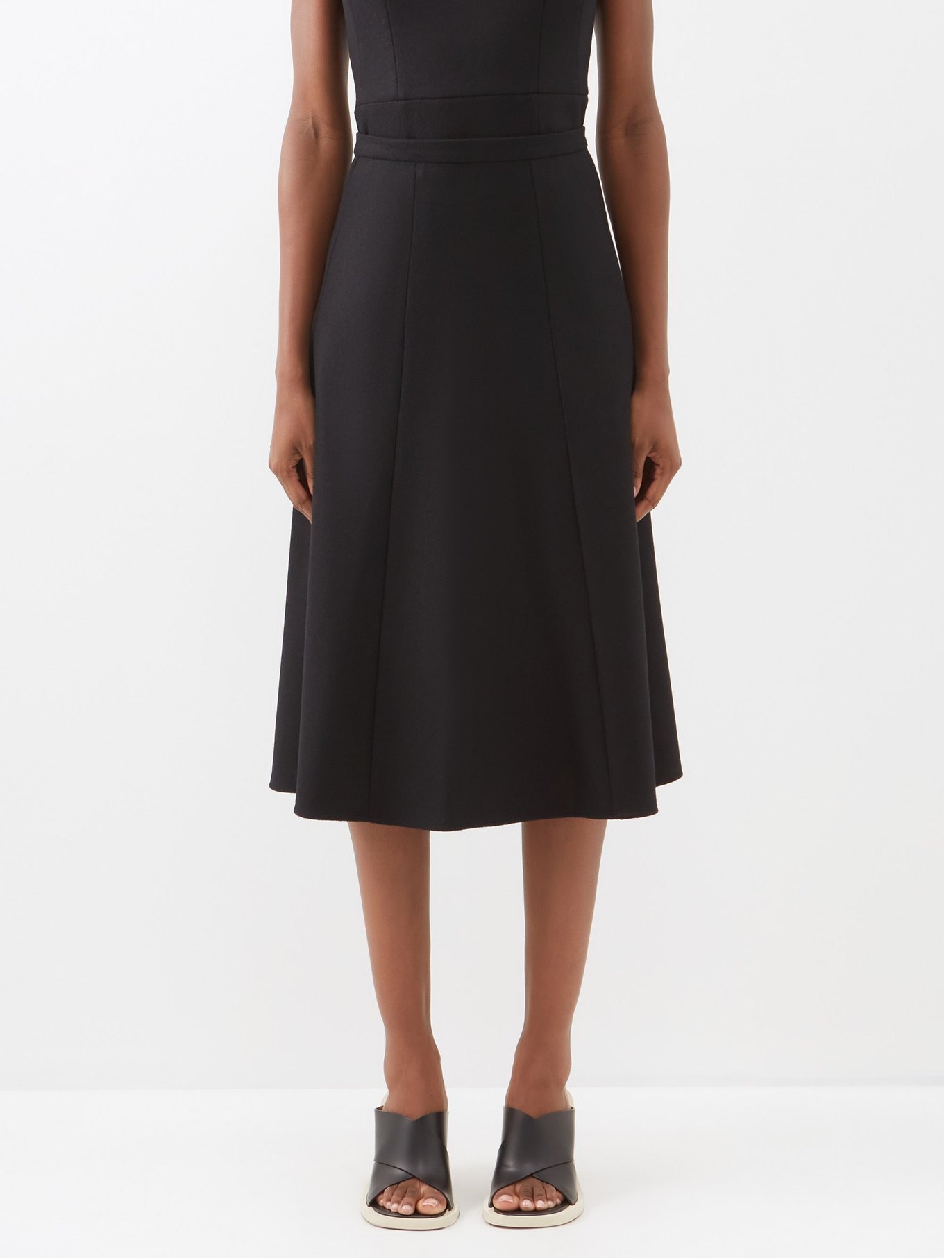 Clement Wool-blend Midi Skirt Black MATCHESFASHION Women Clothing Skirts Midi Skirts Womens 