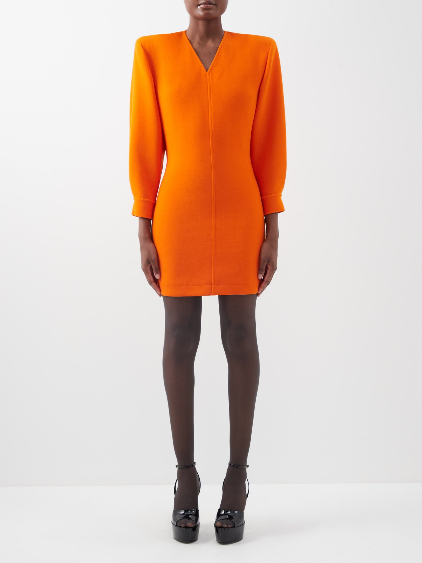 Red - Save 28% Womens Clothing Dresses Mini and short dresses Saint Laurent Two-tone Wool Blazer Mini Dress in Nero 