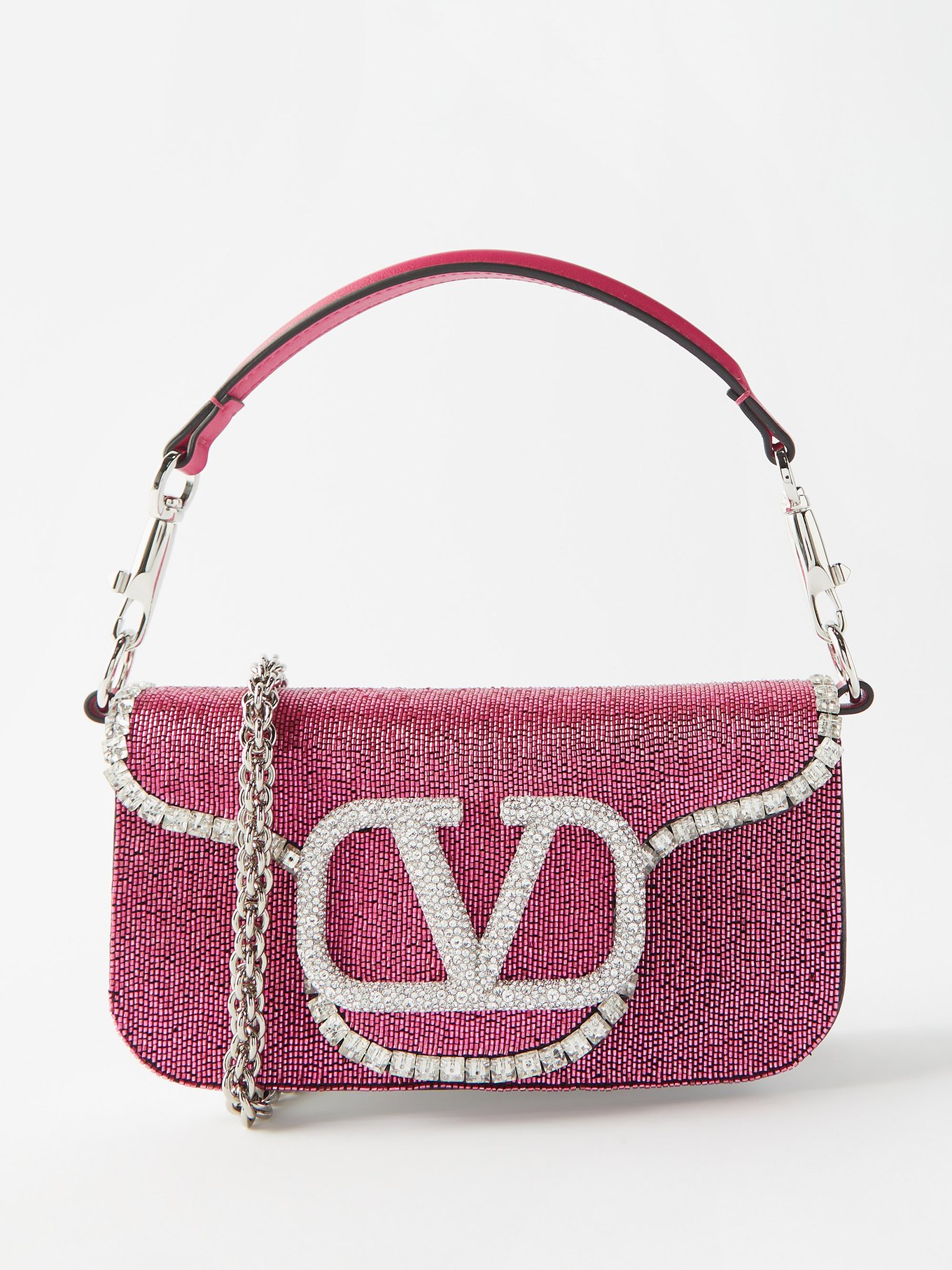 Loco crystal and beaded leather shoulder bag | Valentino