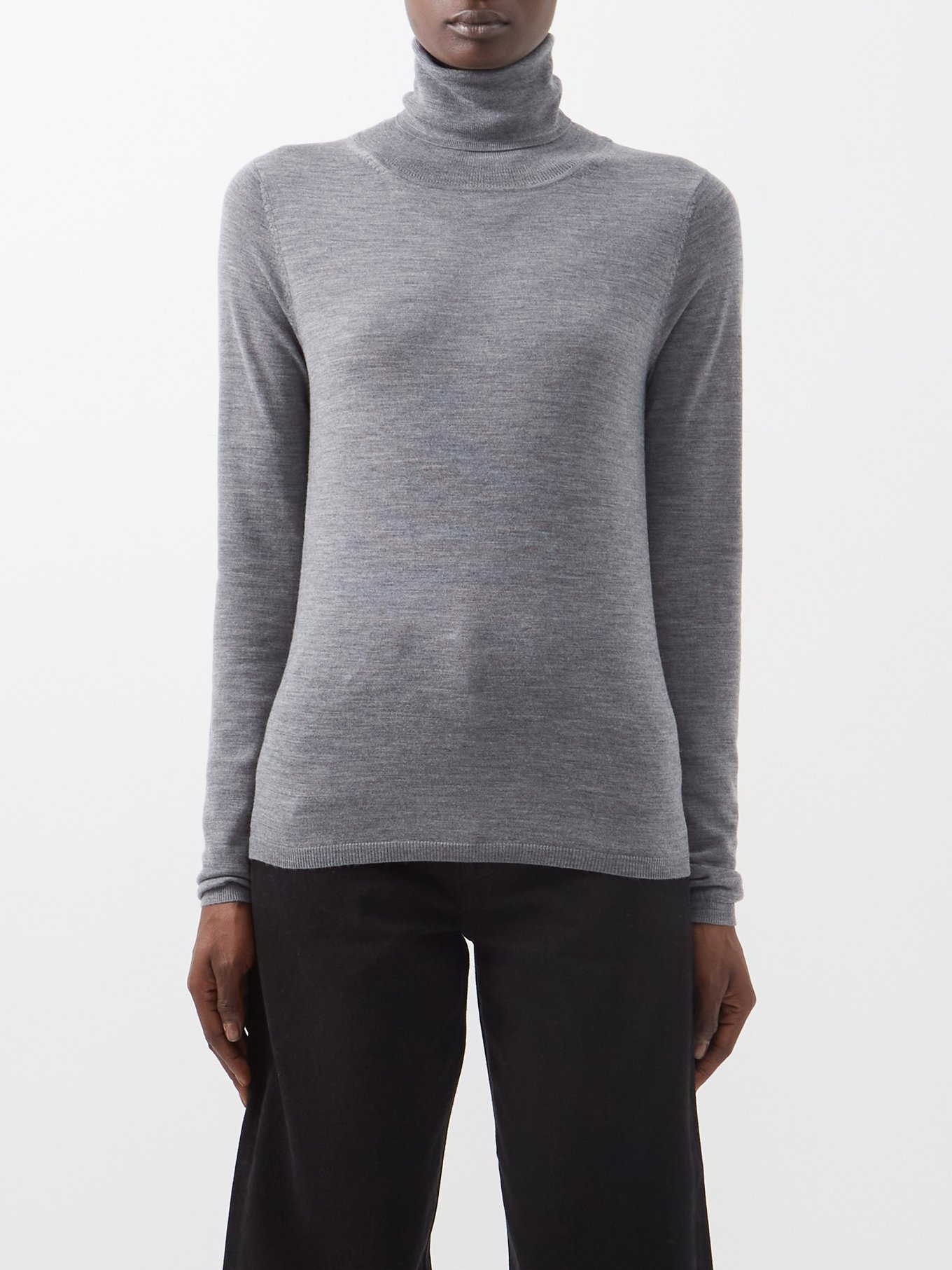 First Layer Wool Roll-neck Sweater Grey Womens MATCHESFASHION Women Clothing Sweaters Turtlenecks 