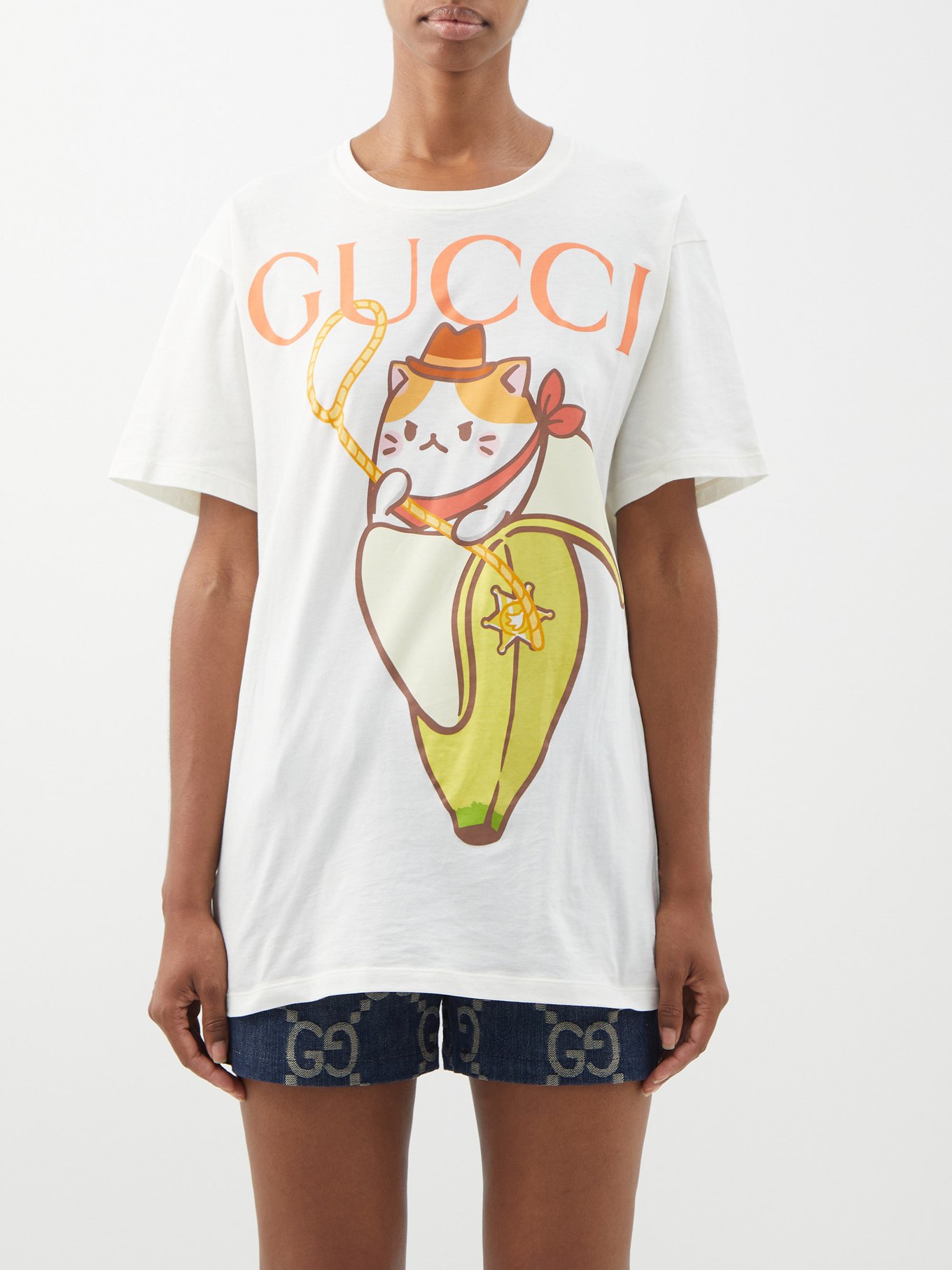 Gucci グッチ x ばなにゃ コットンTシャツ ホワイト｜MATCHESFASHION（マッチズファッション)