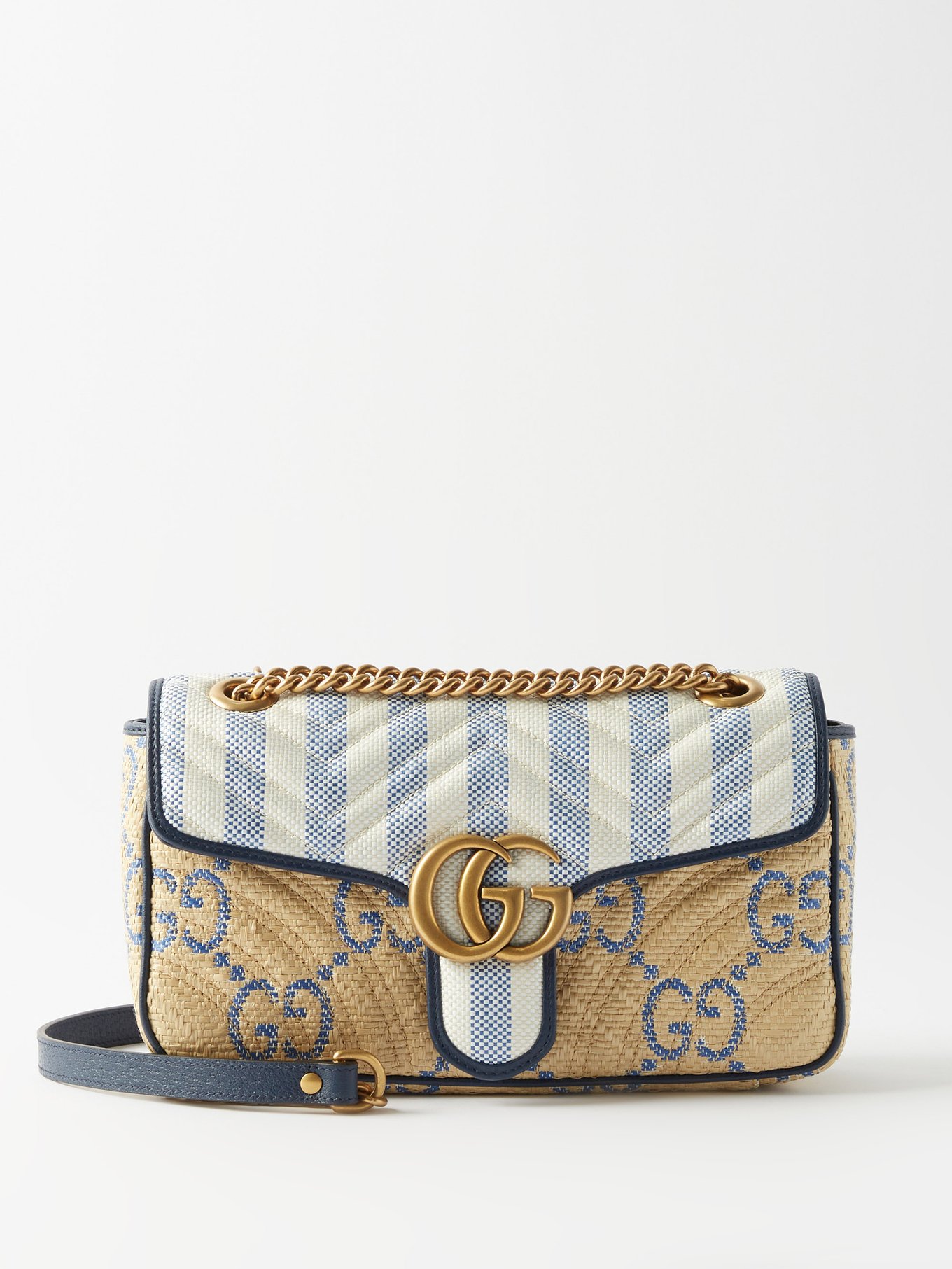 GG Marmont 2.0 faux-raffia shoulder bag | Gucci