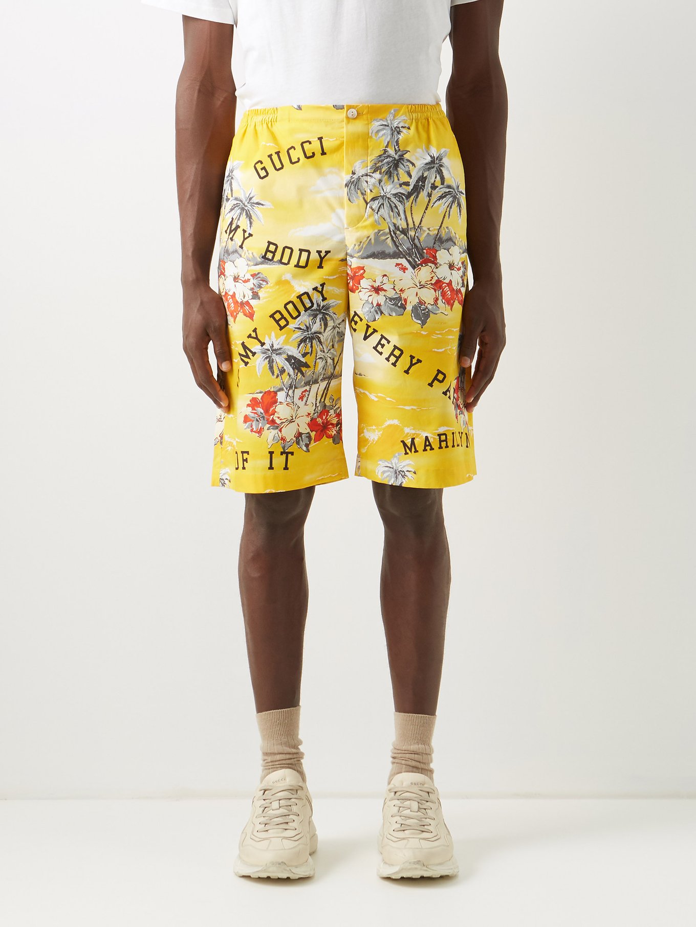 yellow gucci shorts