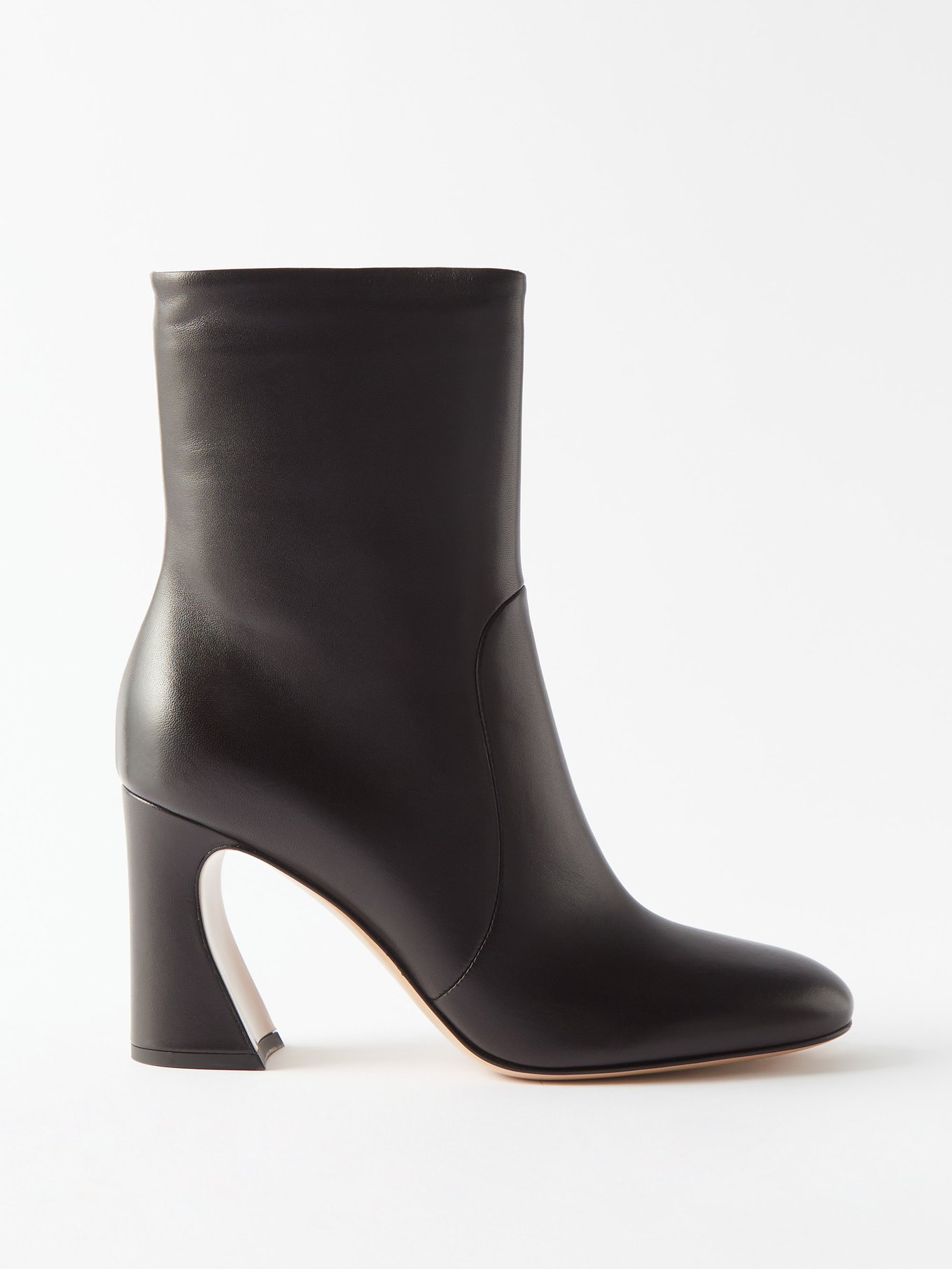 Black Flared-heel 85 leather ankle boots | Gianvito Rossi