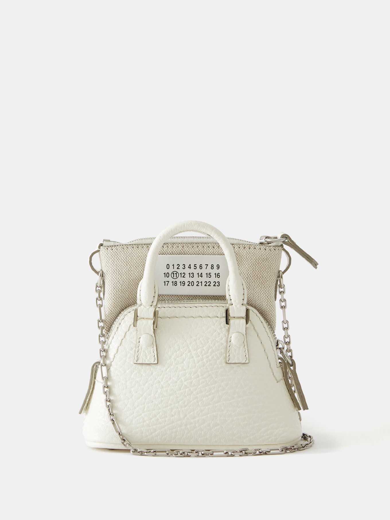 White 5AC mini leather and canvas cross-body bag | Maison Margiela