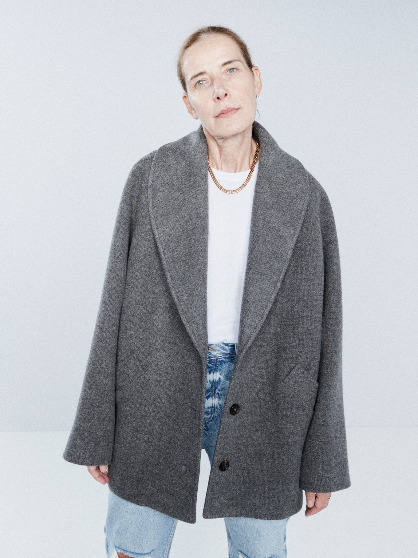 Shawl-collar wool-blend short coat | Raey