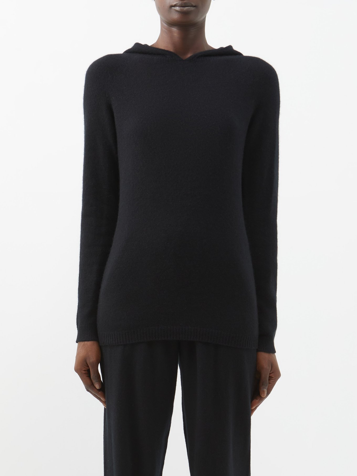 Cashmere Hooded Sweater Black Womens MATCHESFASHION Women Clothing Loungewear Sweats 