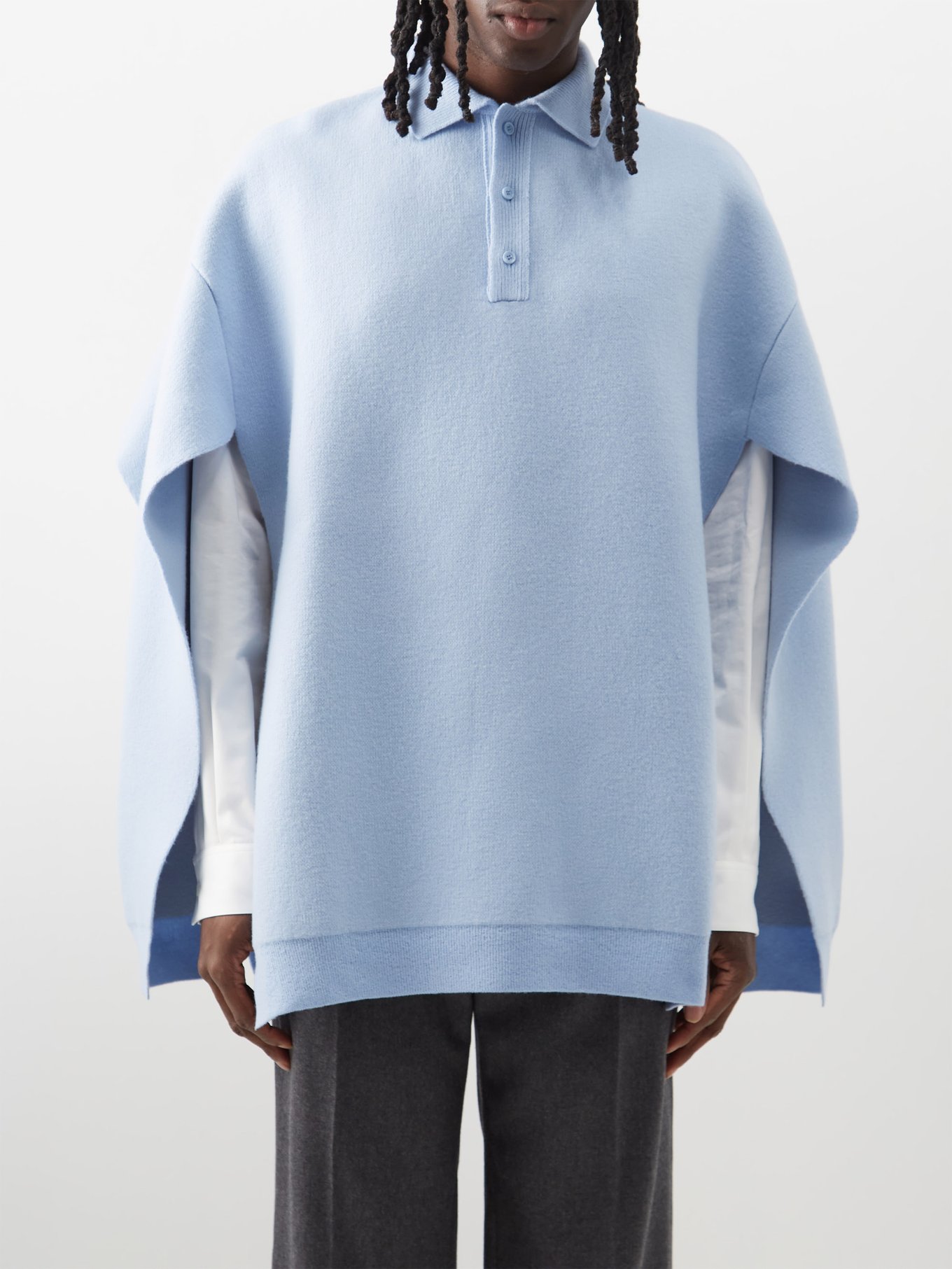 Open-seam wool-blend polo shirt | LOEWE